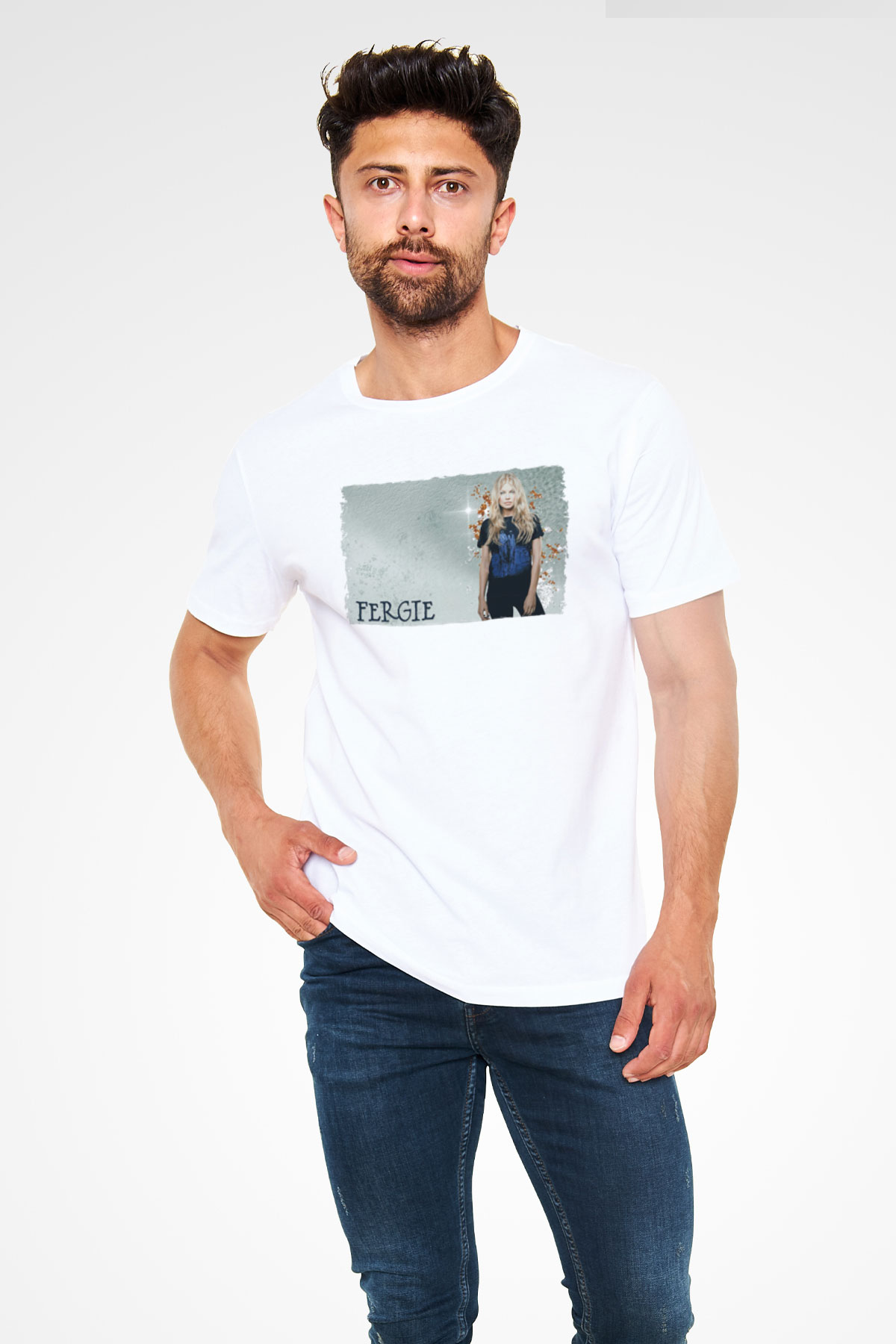 Fergie Beyaz Unisex Tişört T-Shirt - TişörtFabrikası