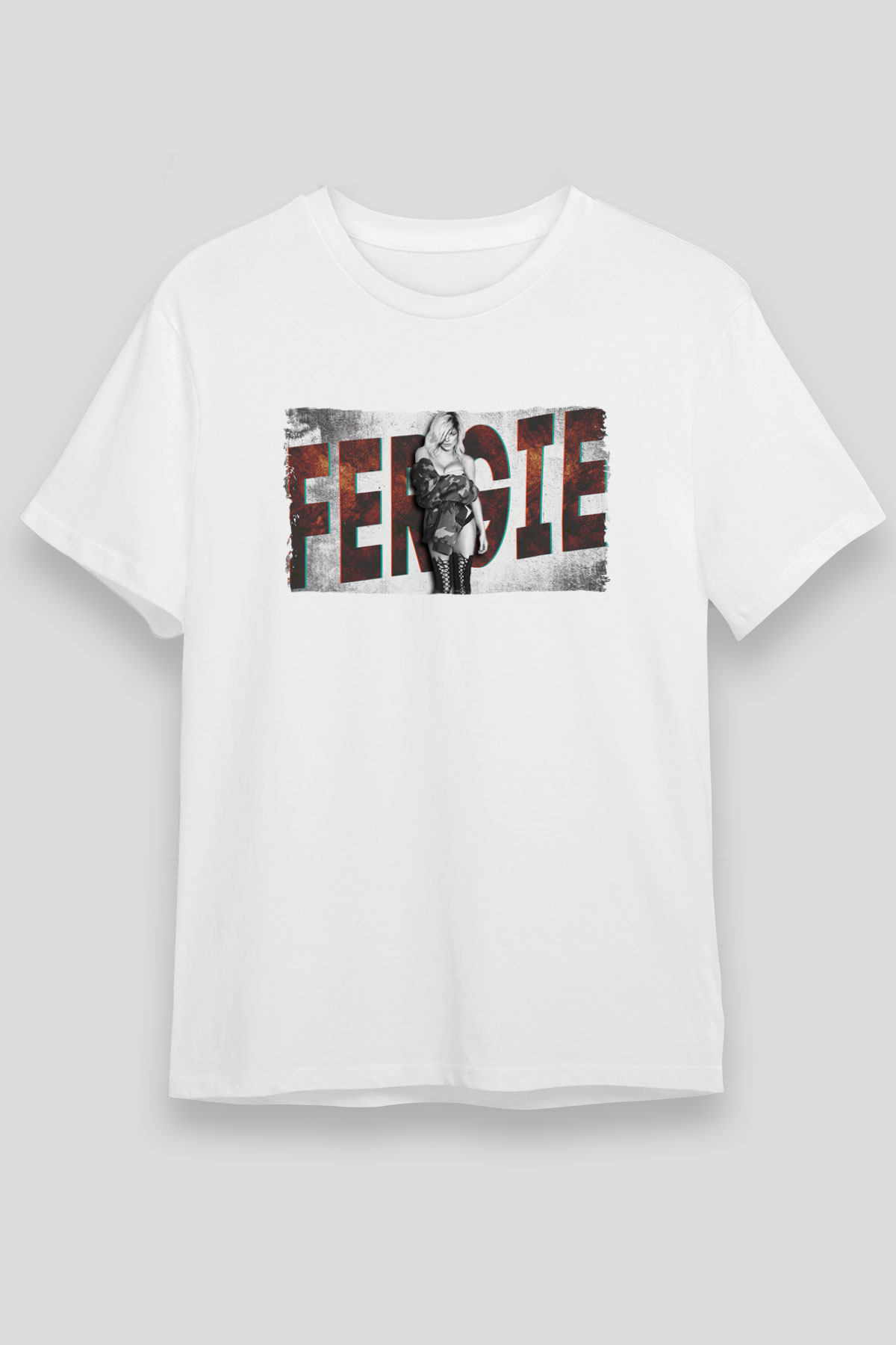 Fergie Beyaz Unisex Tişört T-Shirt - TişörtFabrikası