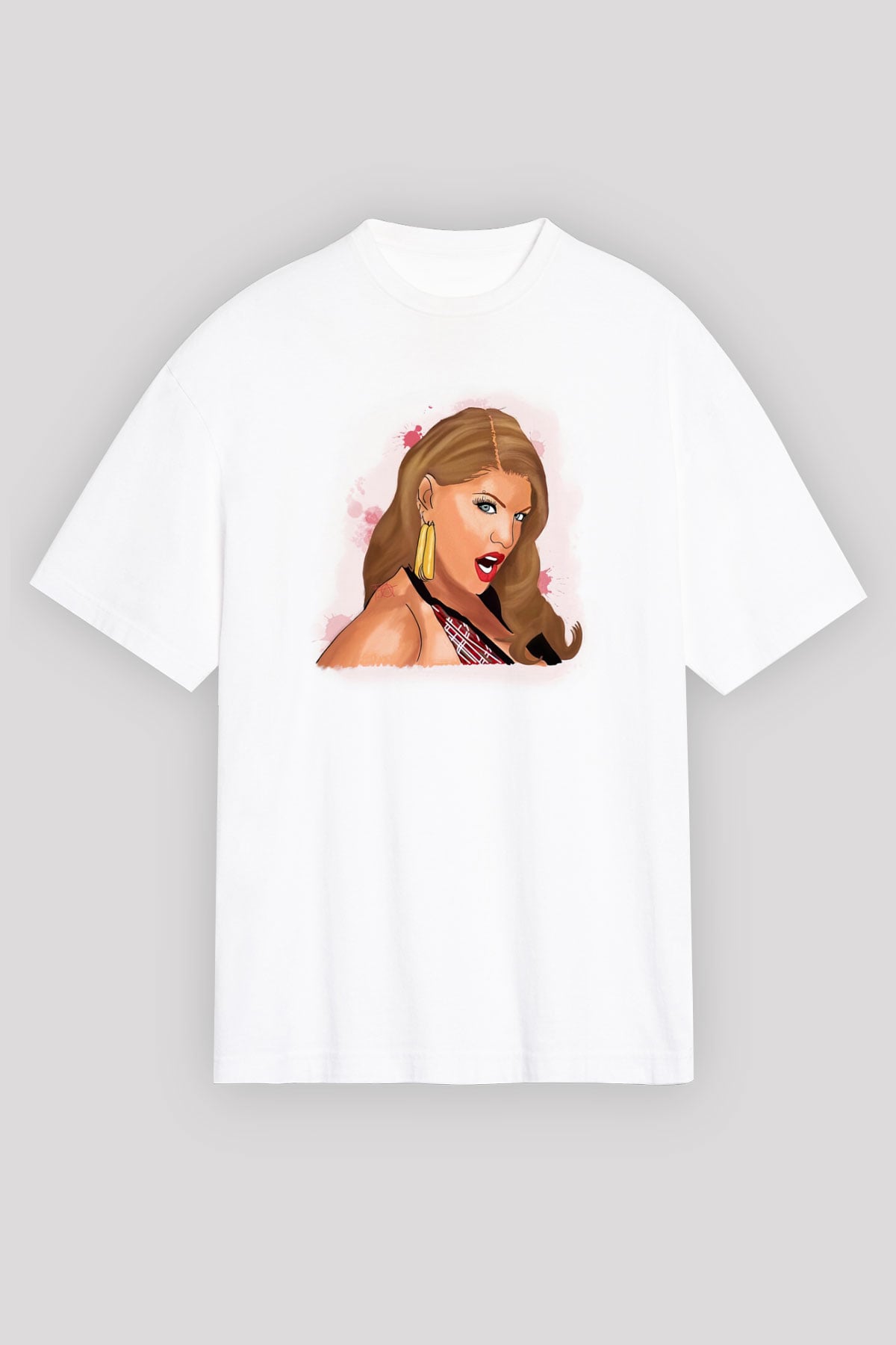 Fergie Beyaz Oversize Tişört Oversize T-shirt - TişörtFabrikası