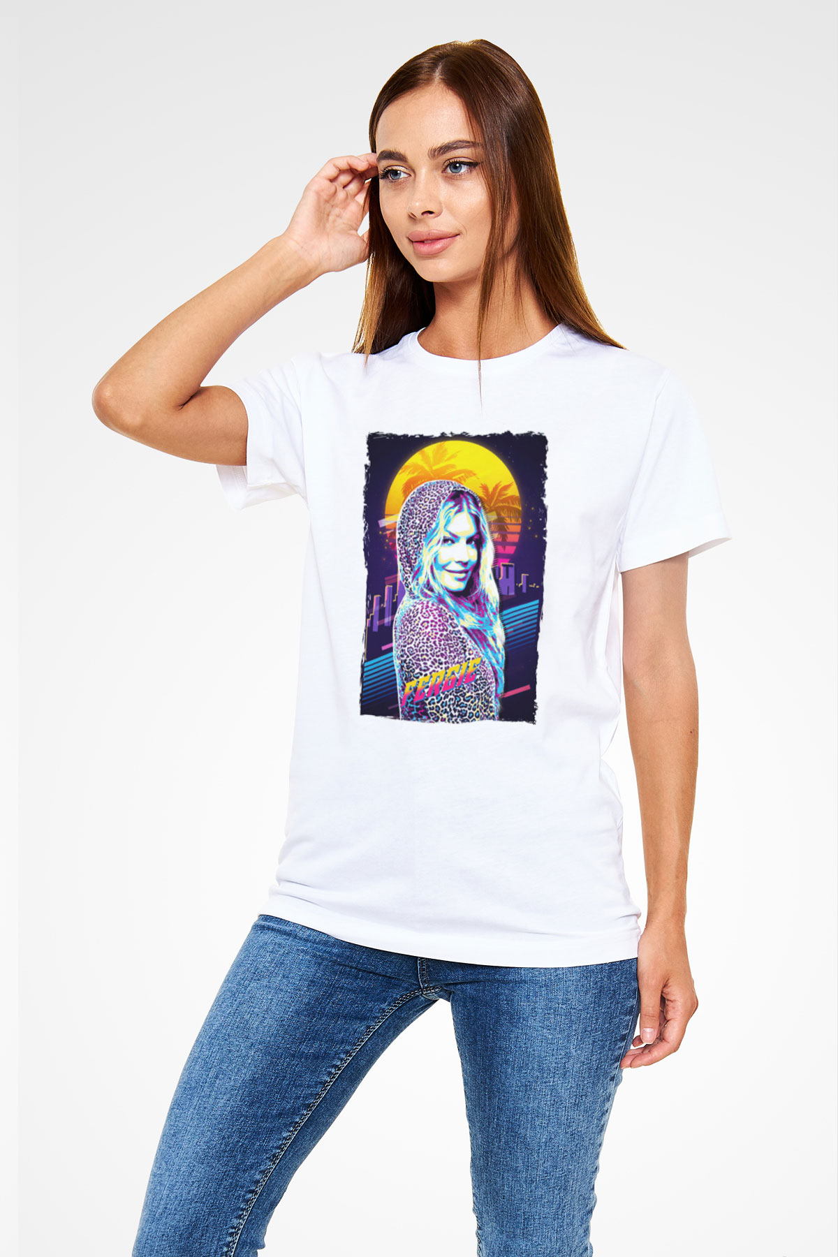 Fergie Beyaz Unisex Tişört T-Shirt - TişörtFabrikası