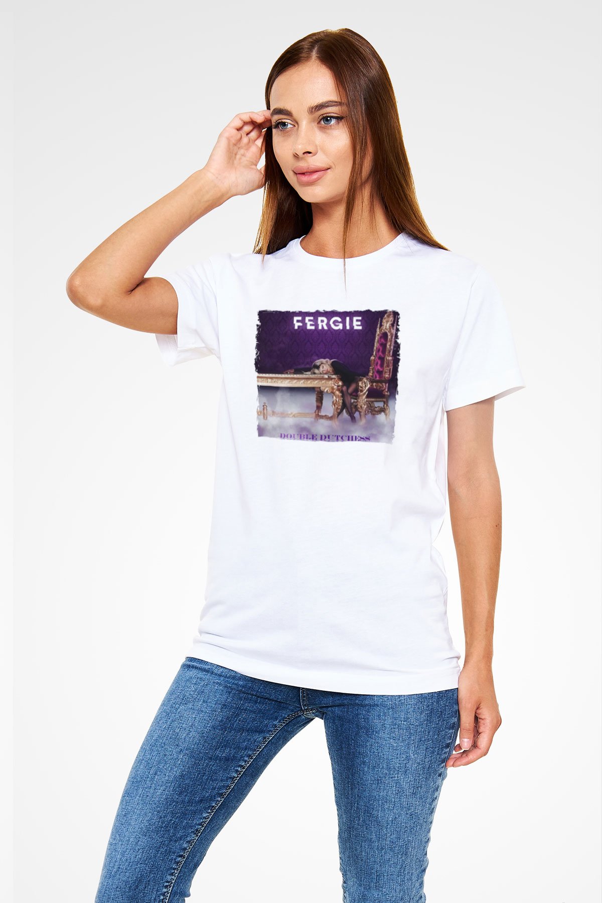 Fergie Beyaz Unisex Tişört T-Shirt - TişörtFabrikası