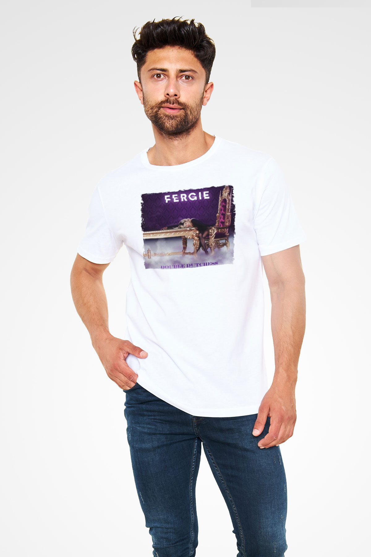 Fergie Beyaz Unisex Tişört T-Shirt - TişörtFabrikası