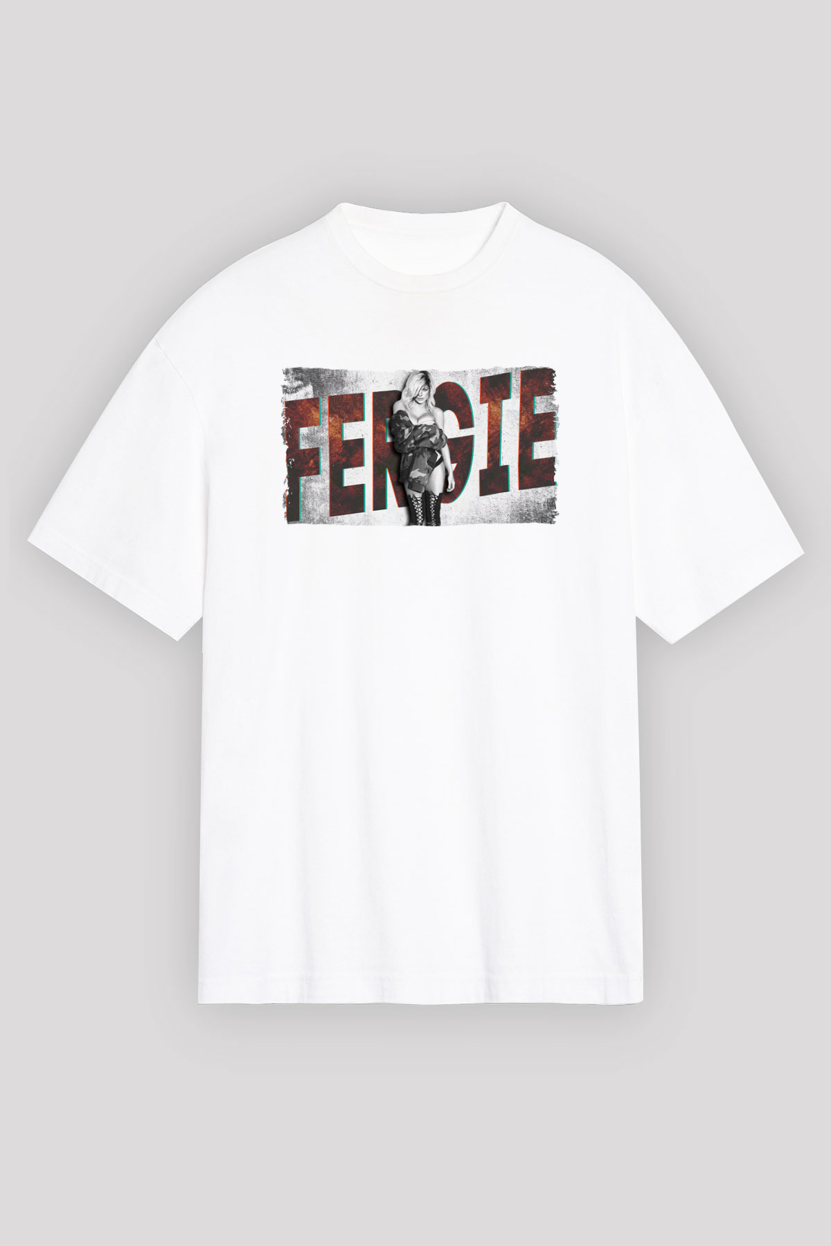 Fergie Beyaz Oversize Tişört Oversize T-shirt - TişörtFabrikası