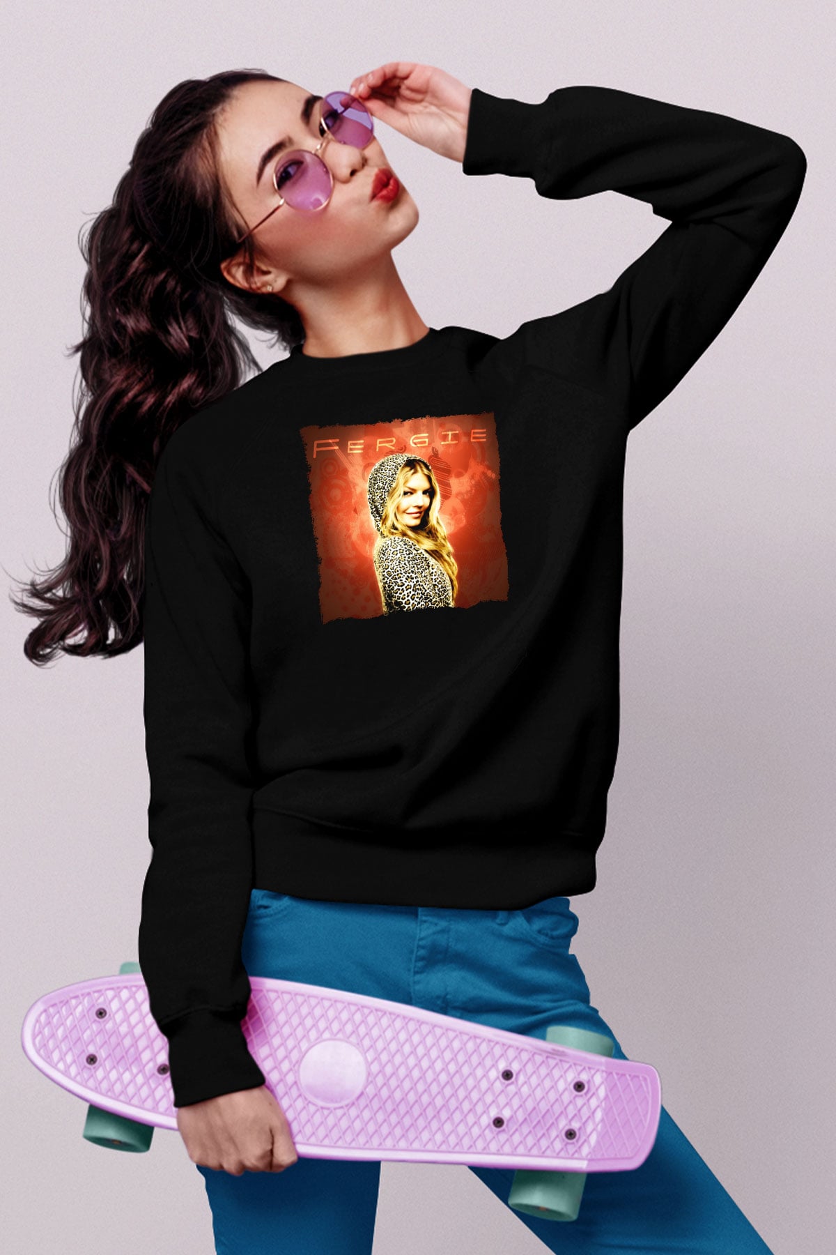 Fergie Siyah Unisex Sweatshirt