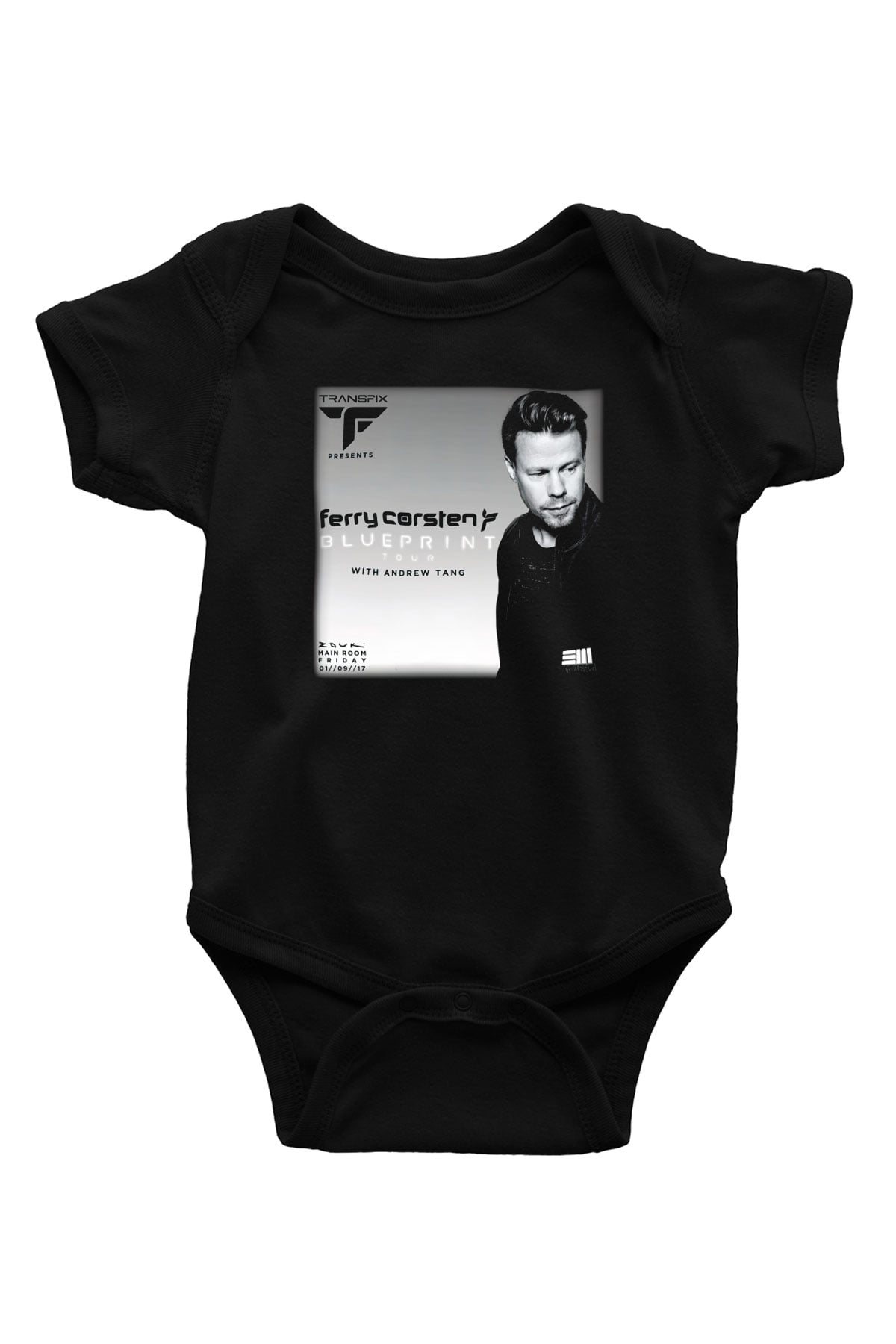 Ferry Corsten Baskılı Siyah Bebek Body - Zıbın