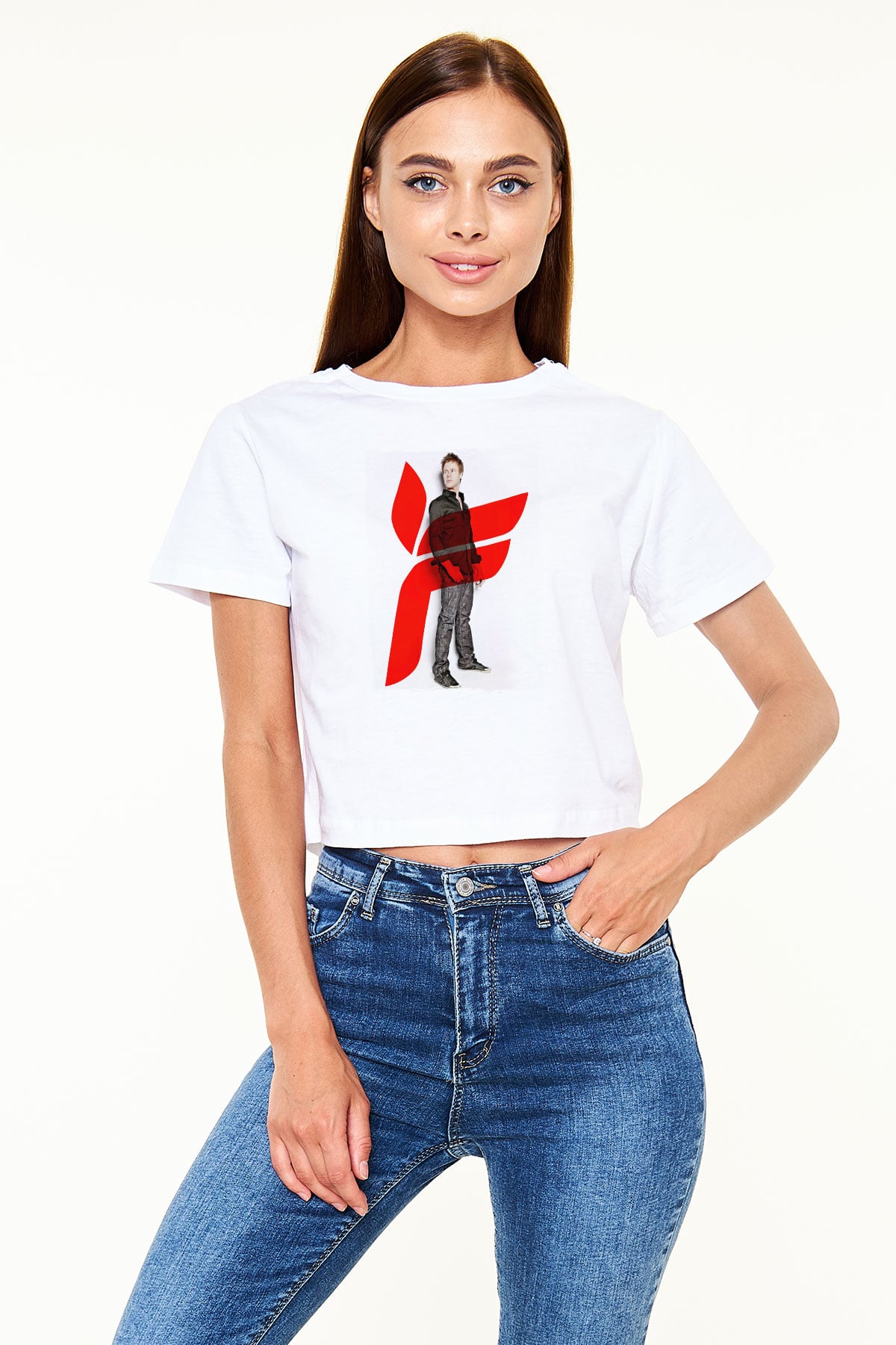 Ferry Corsten Beyaz  Crop Top Tişört