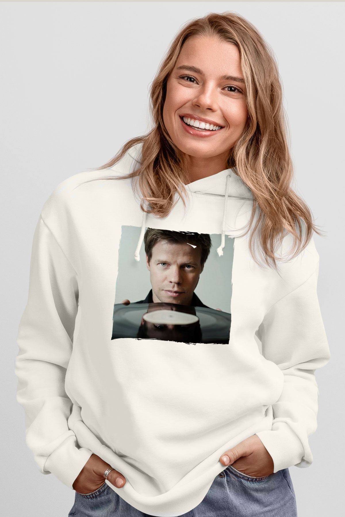 Ferry Corsten Beyaz Unisex Kapüşonlu Sweatshirt