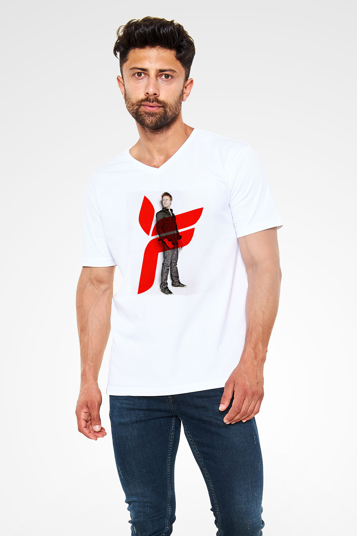 Ferry Corsten Beyaz Unisex V Yaka Tişört