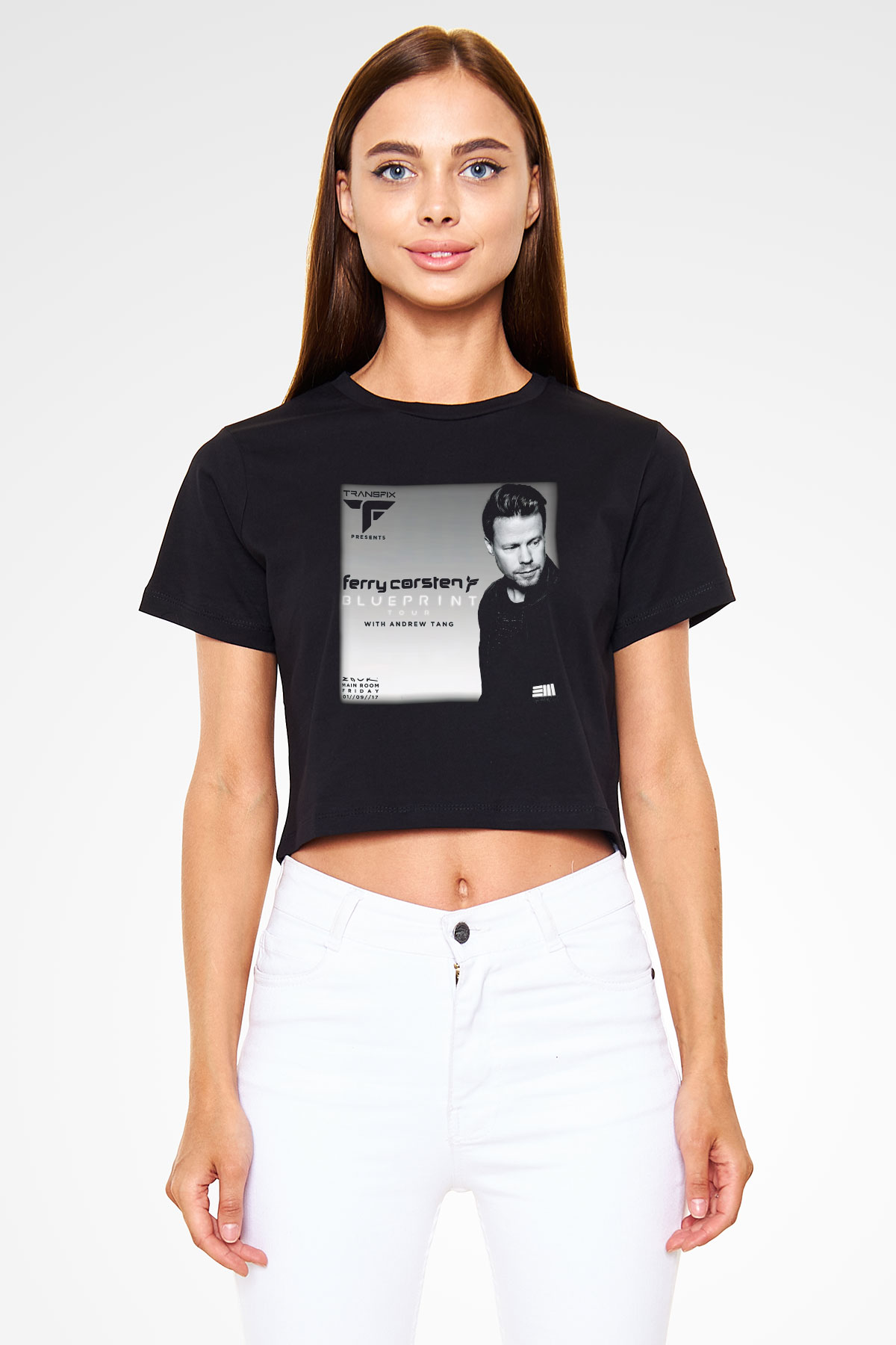 Ferry Corsten Siyah Crop Top Tişört