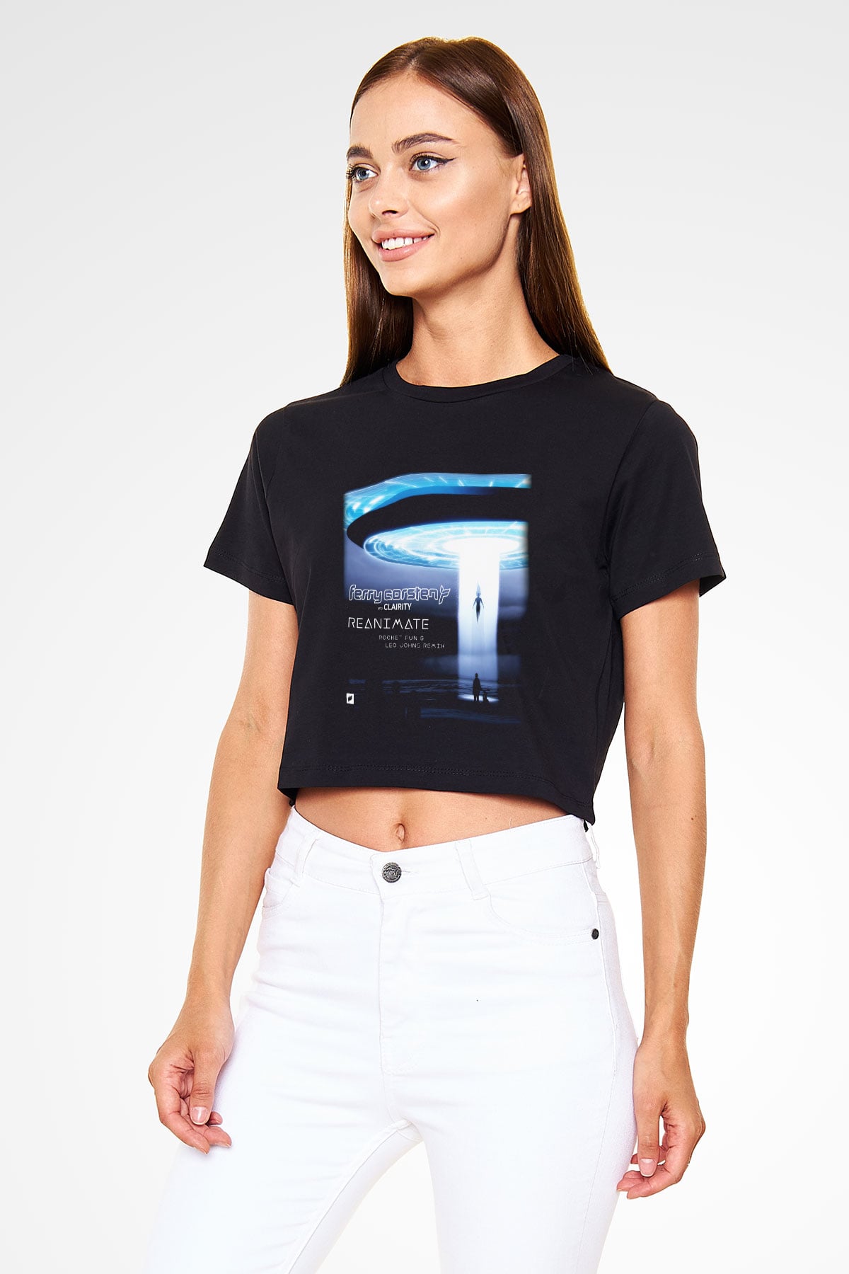 Ferry Corsten Siyah Crop Top Tişört
