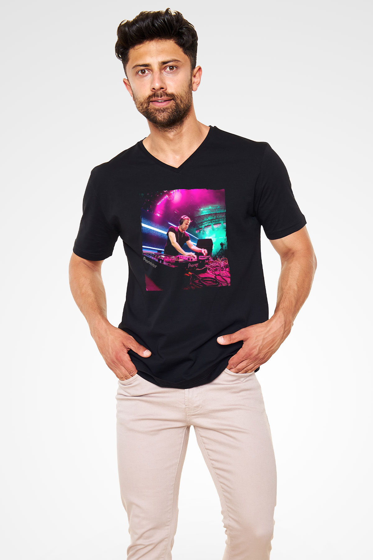 Ferry Corsten Siyah Unisex V Yaka Tişört