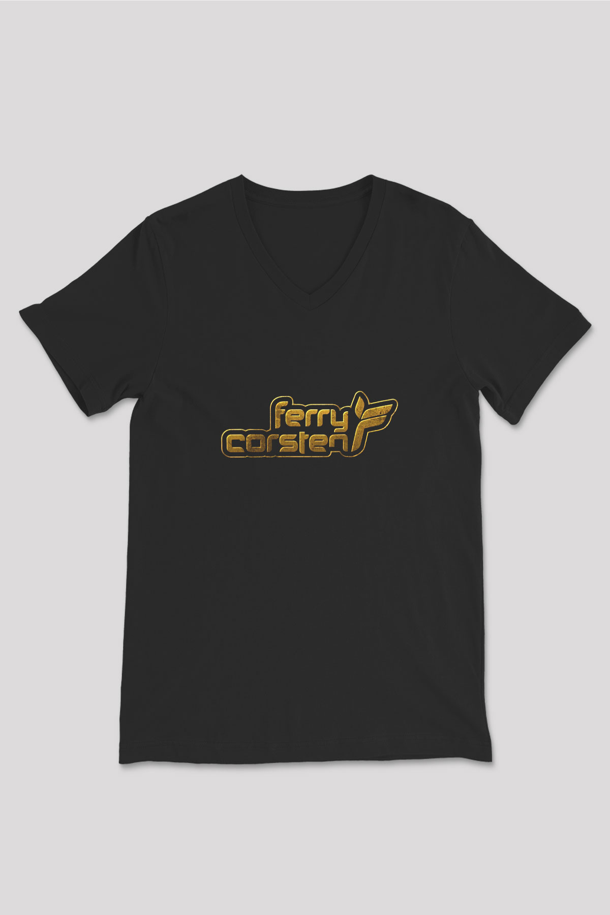 Ferry Corsten Siyah Unisex V Yaka Tişört