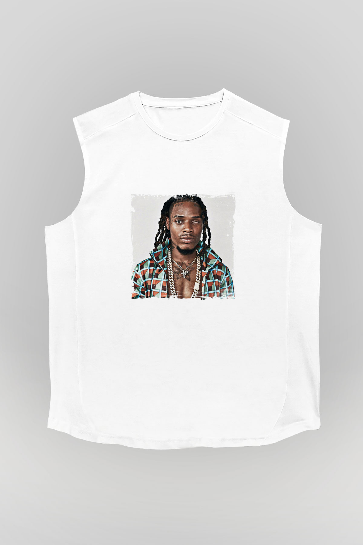 Fetty Wap Baskılı Unisex Beyaz Kolsuz Tişört