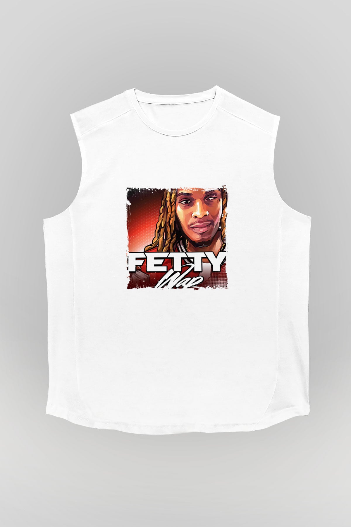 Fetty Wap Baskılı Unisex Beyaz Kolsuz Tişört