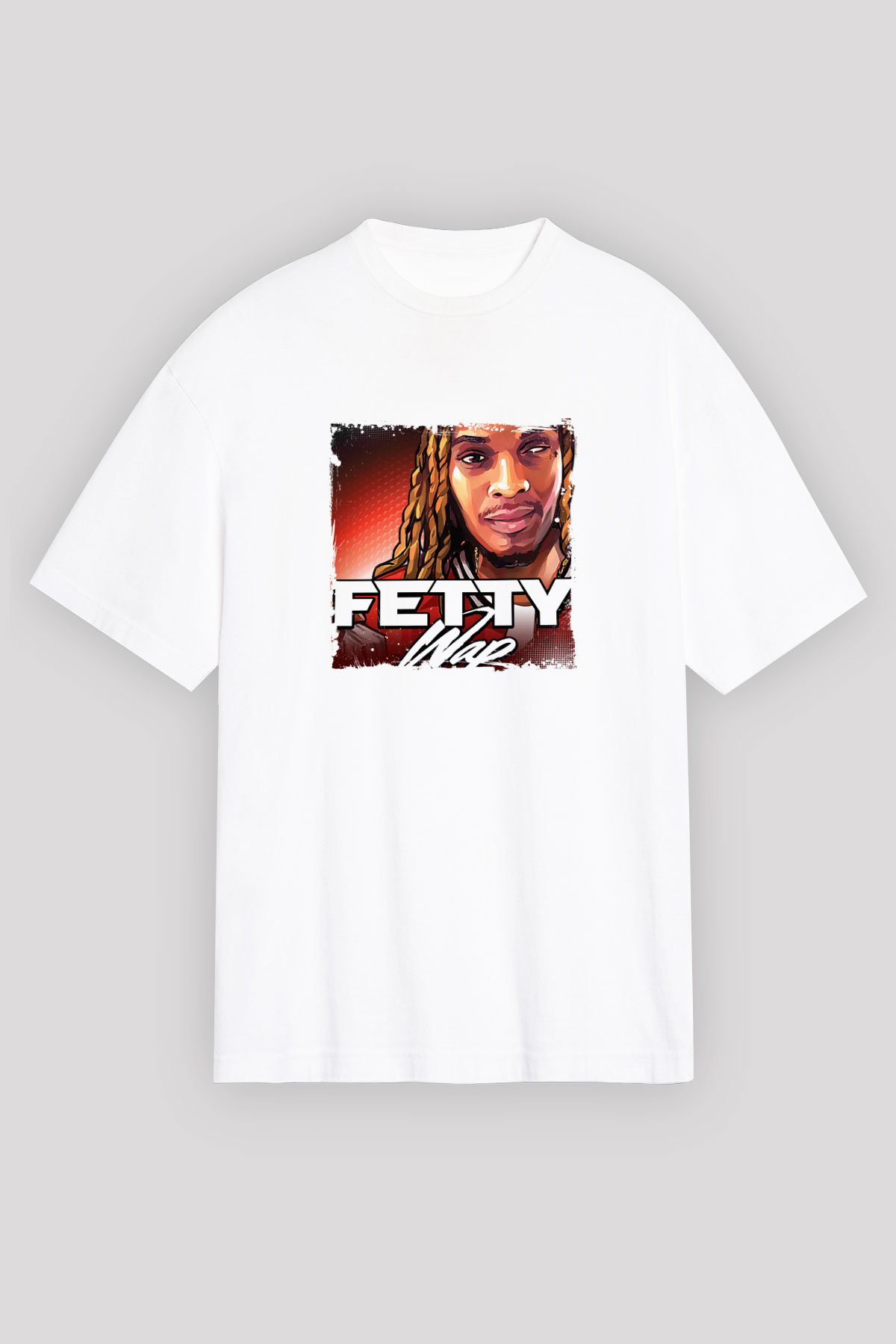 Fetty Wap Baskılı Oversize Beyaz Tişört
