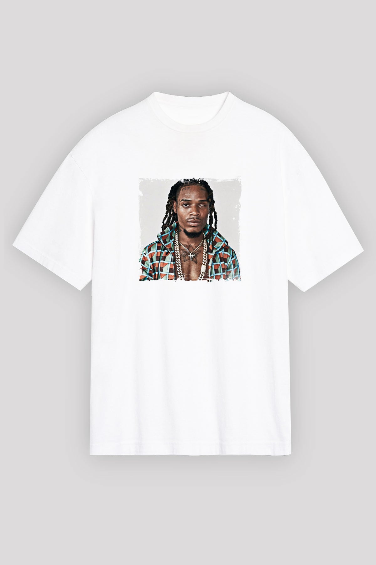 Fetty Wap Baskılı Oversize Beyaz Tişört