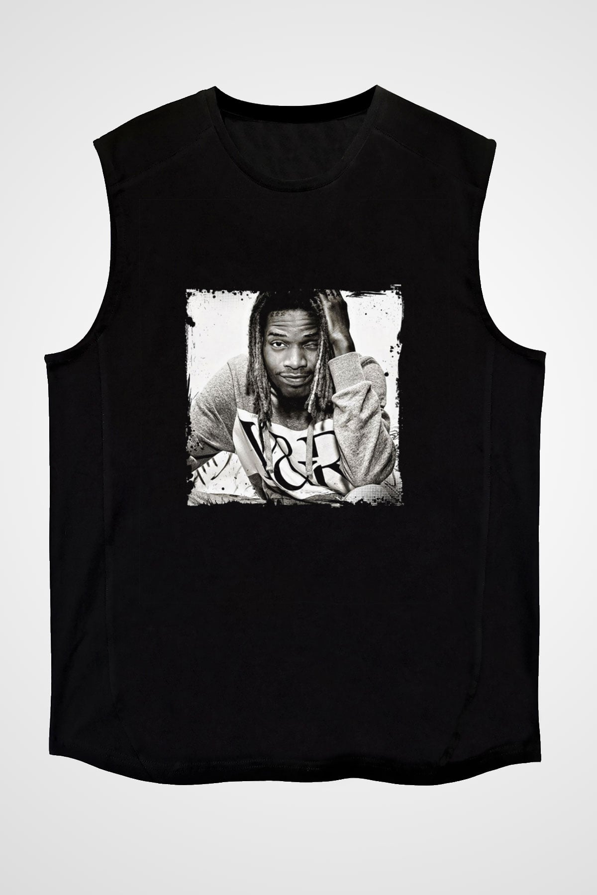 Fetty Wap Baskılı Unisex Siyah Kolsuz Tişört
