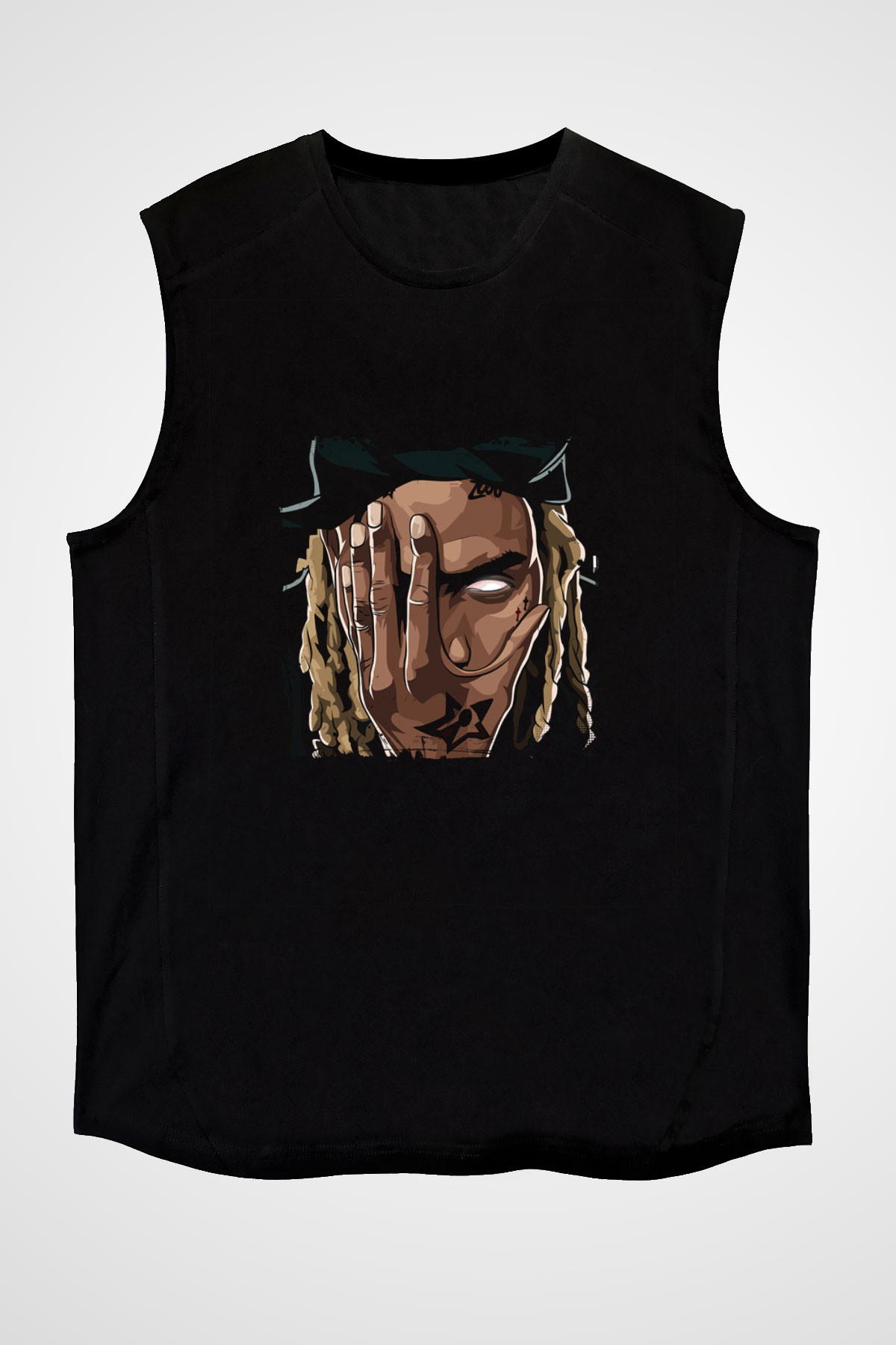Fetty Wap Baskılı Unisex Siyah Kolsuz Tişört