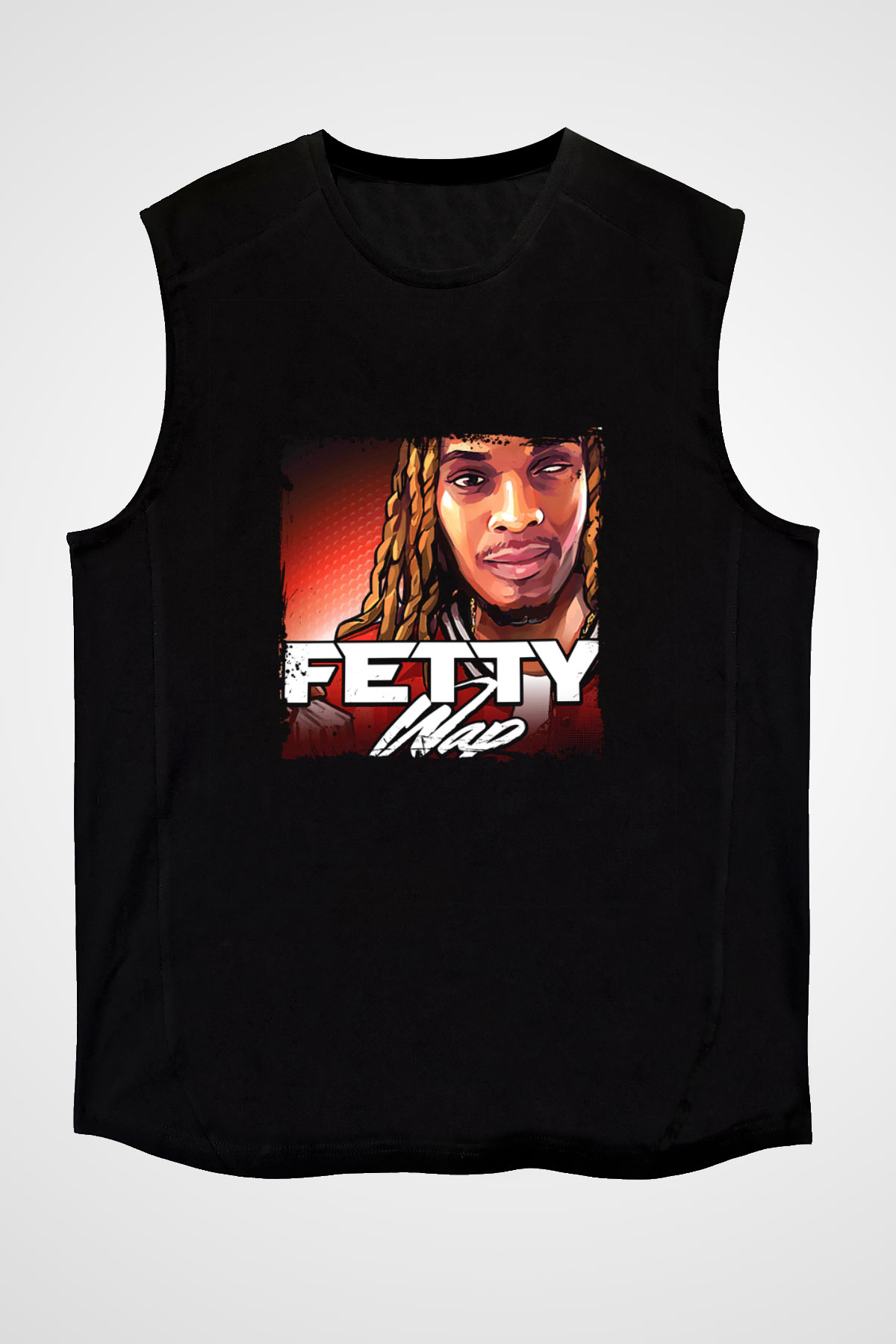 Fetty Wap Baskılı Unisex Siyah Kolsuz Tişört