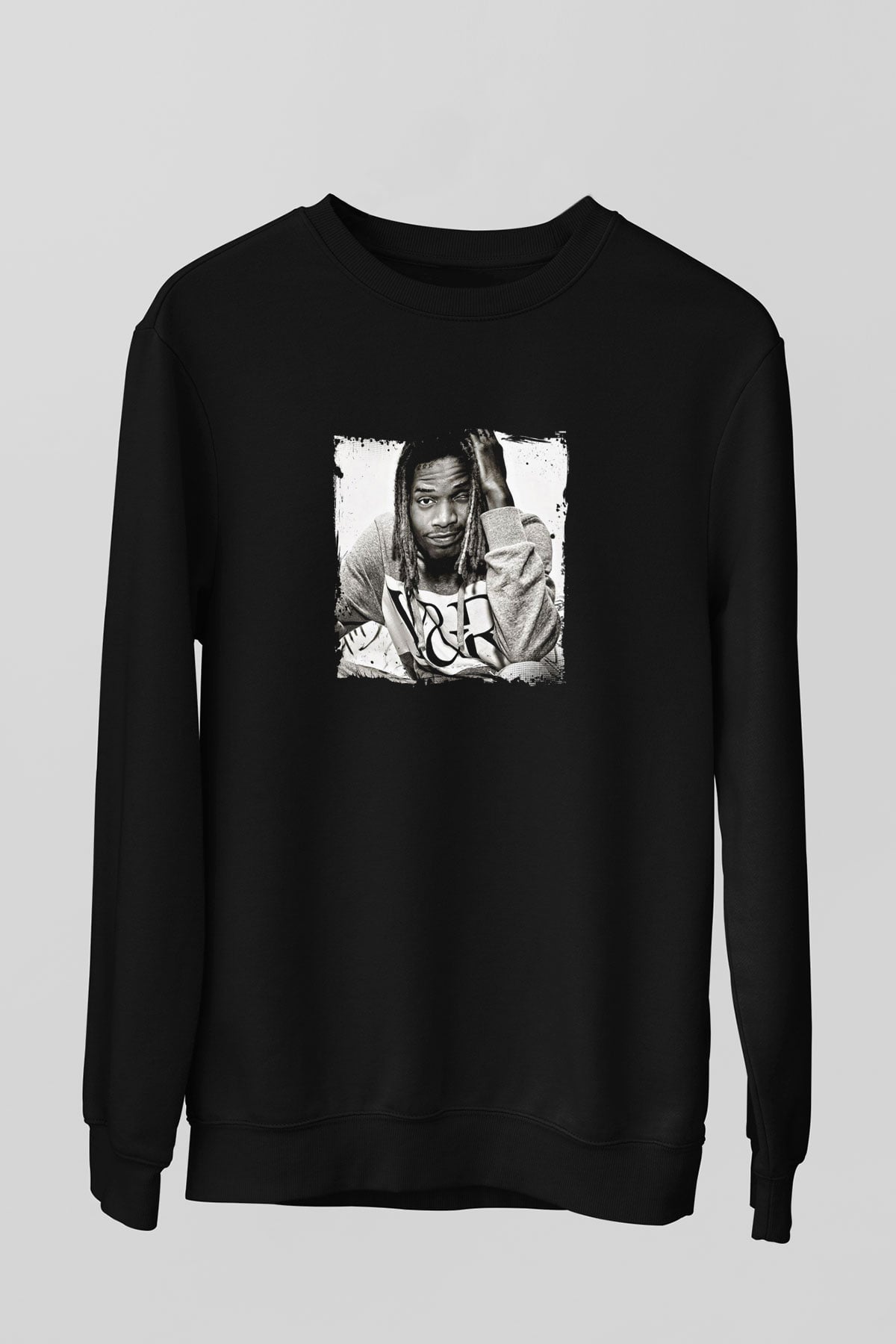 Fetty Wap Baskılı Unisex Siyah Sweatshirt
