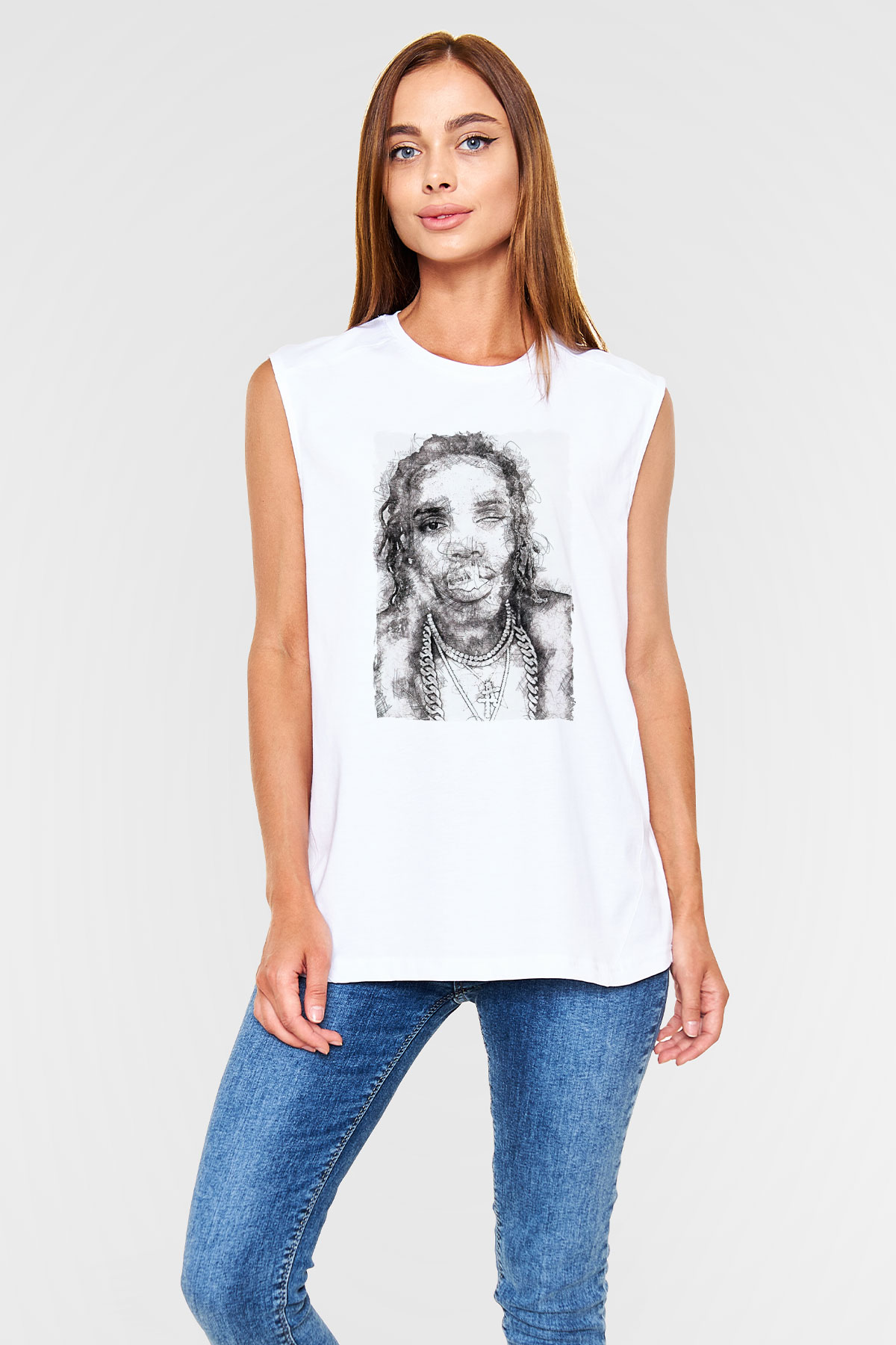 Fetty Wap Beyaz Unisex Kolsuz Tişört