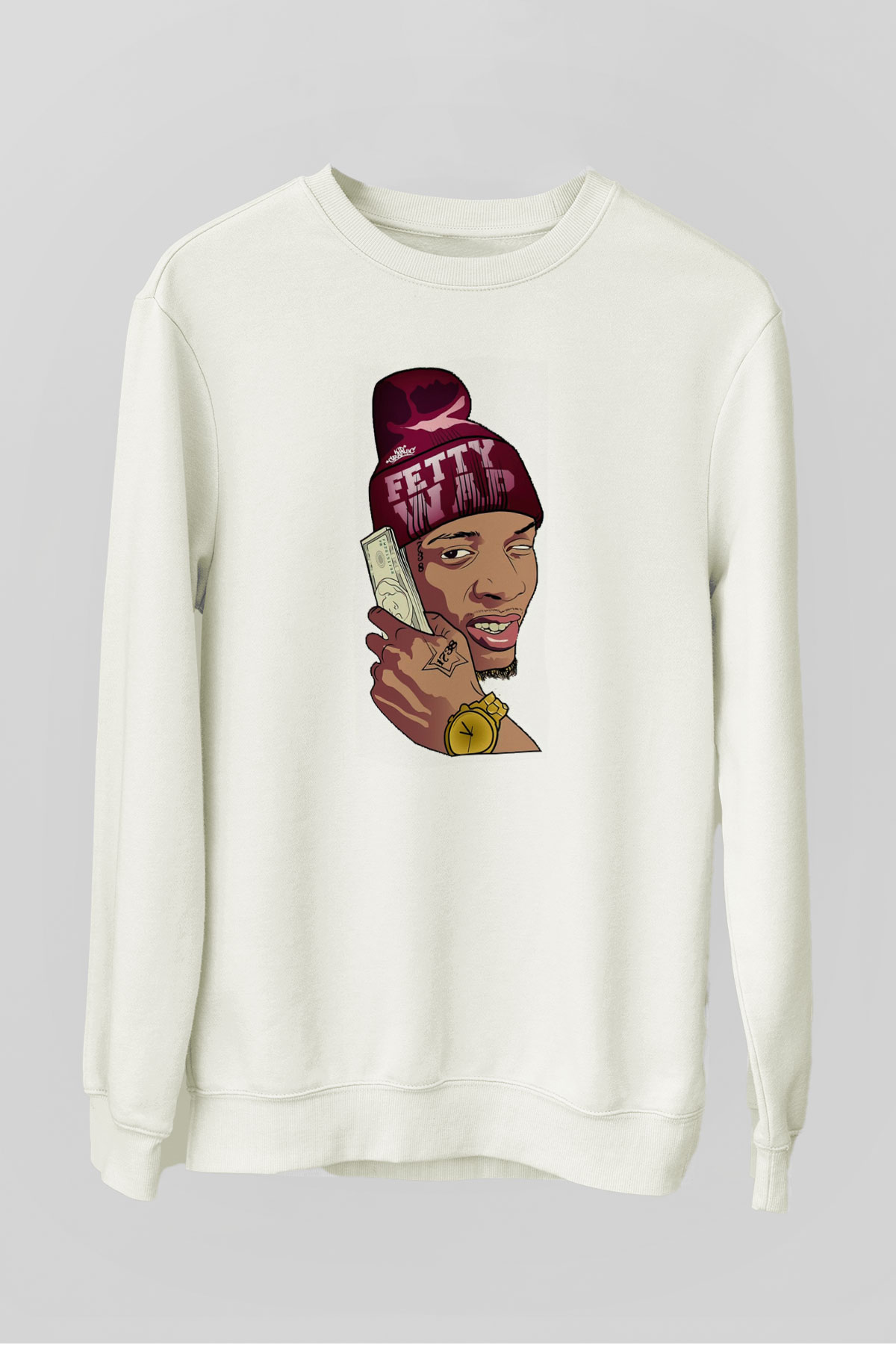 Fetty Wap Beyaz Unisex Sweatshirt