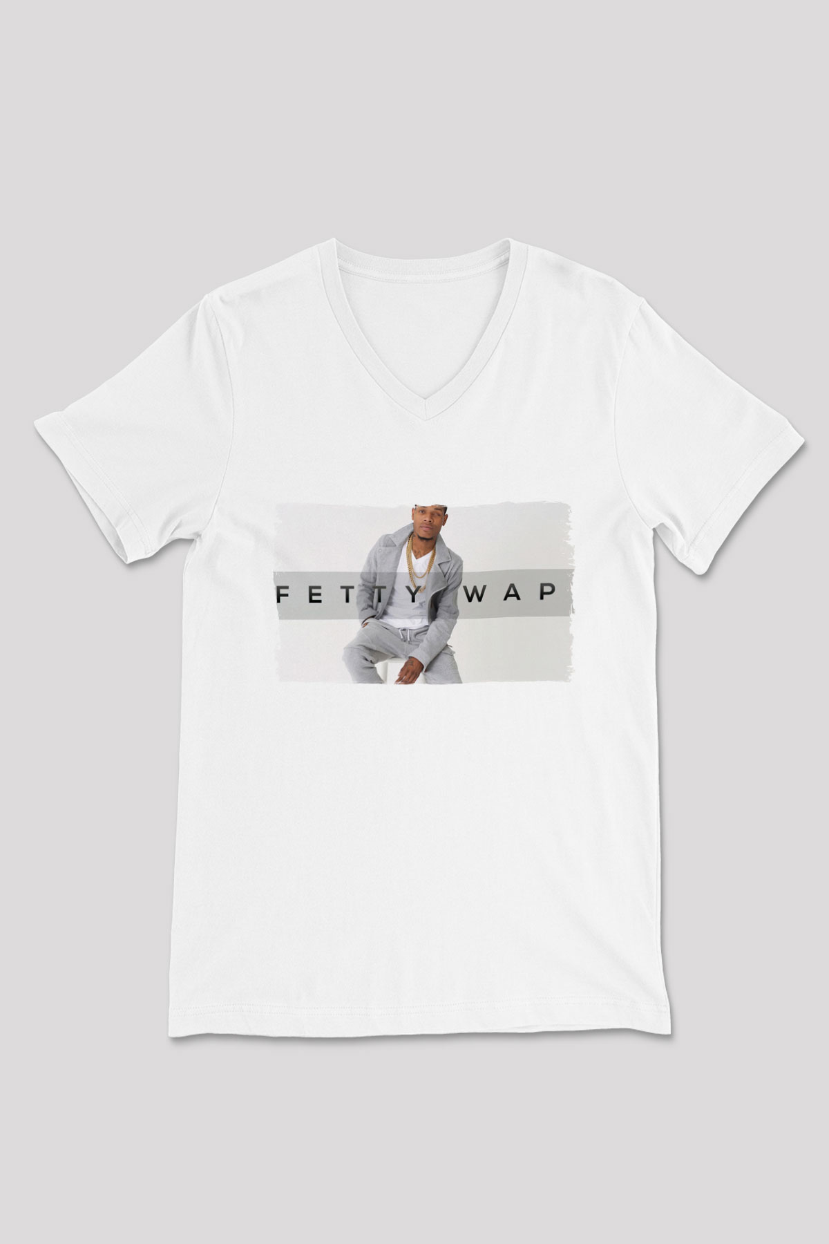 Fetty Wap Beyaz Unisex V Yaka Tişört