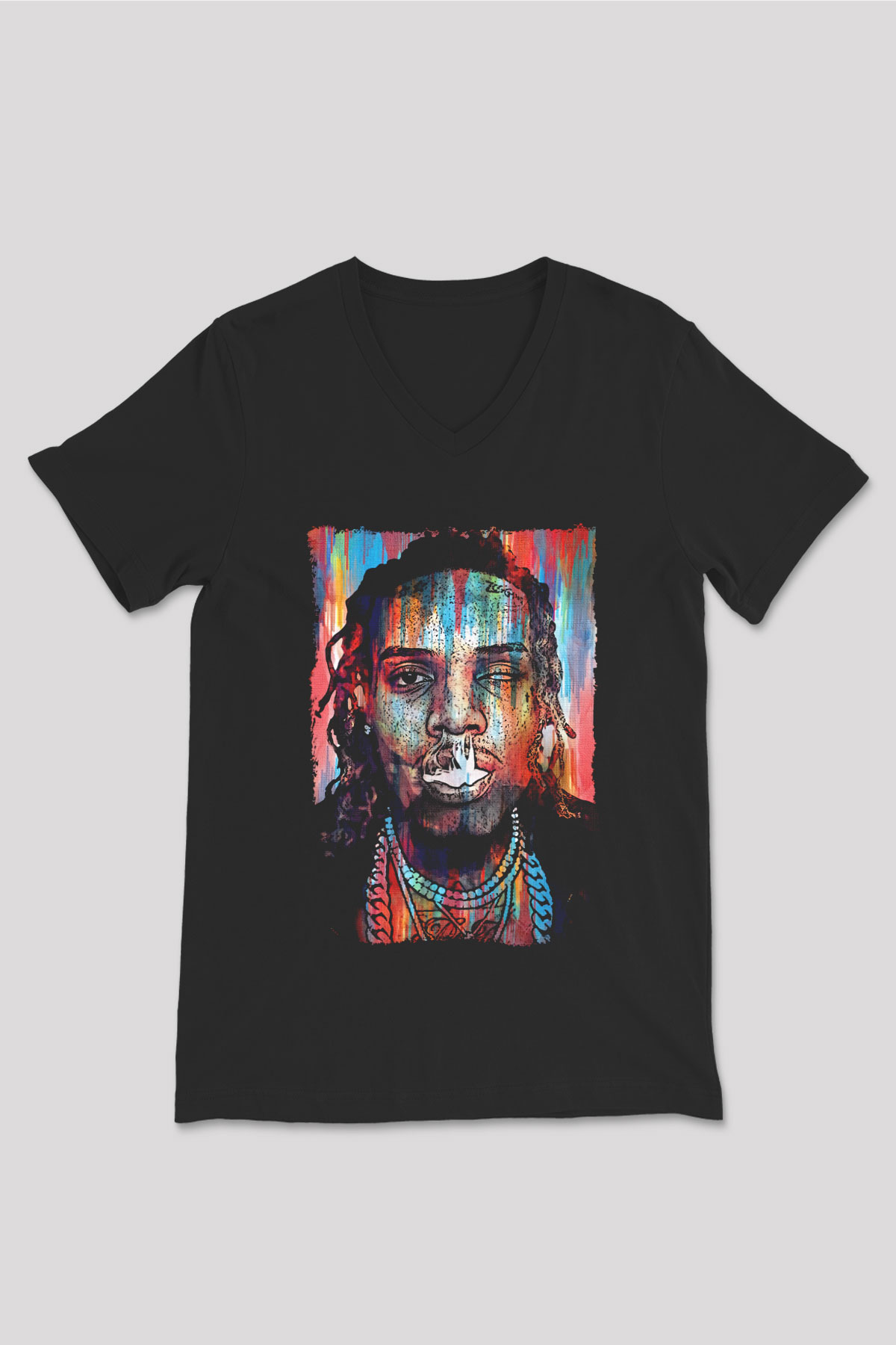 Fetty Wap Siyah Unisex V Yaka Tişört