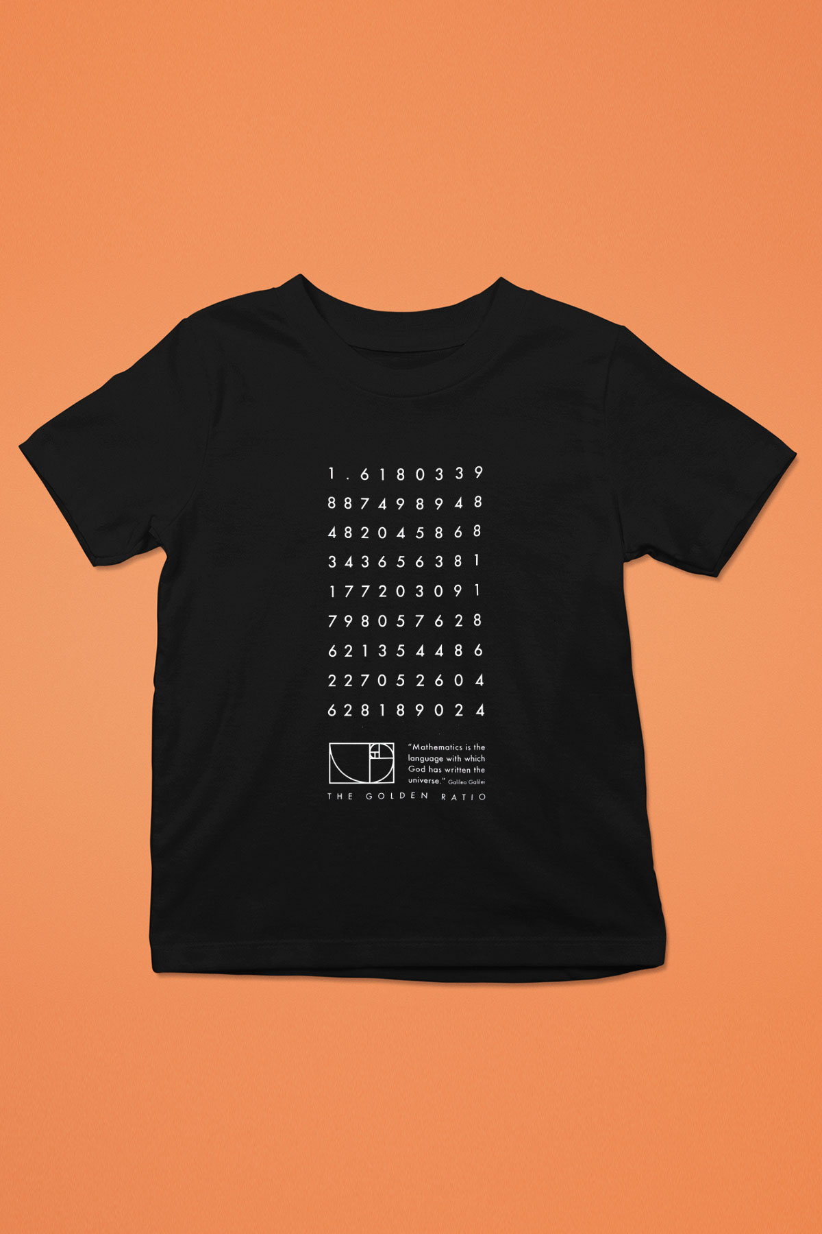 Fibonacci Altın Oran Baskılı Unisex Siyah Çocuk Tişört