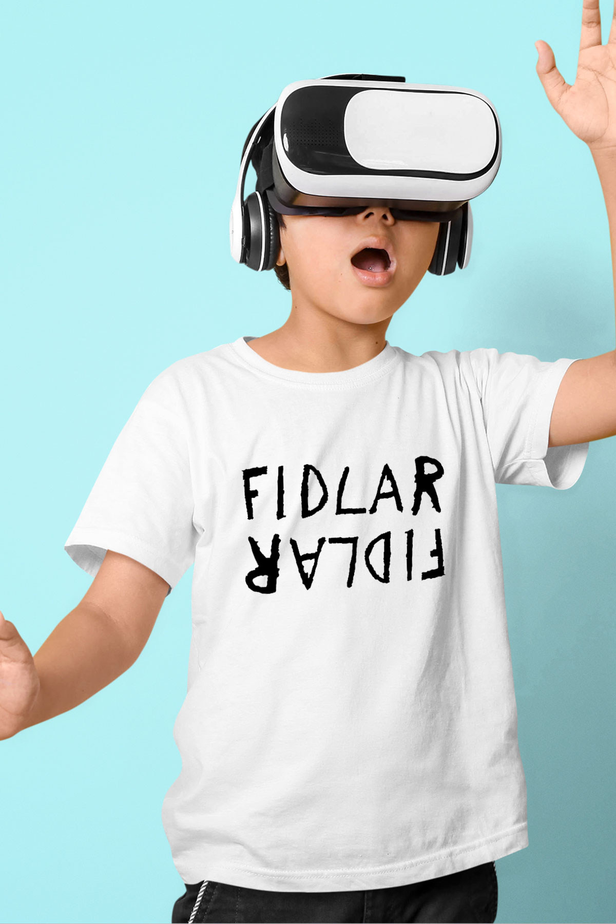 Fidlar Baskılı Beyaz Unisex Çocuk Tişört