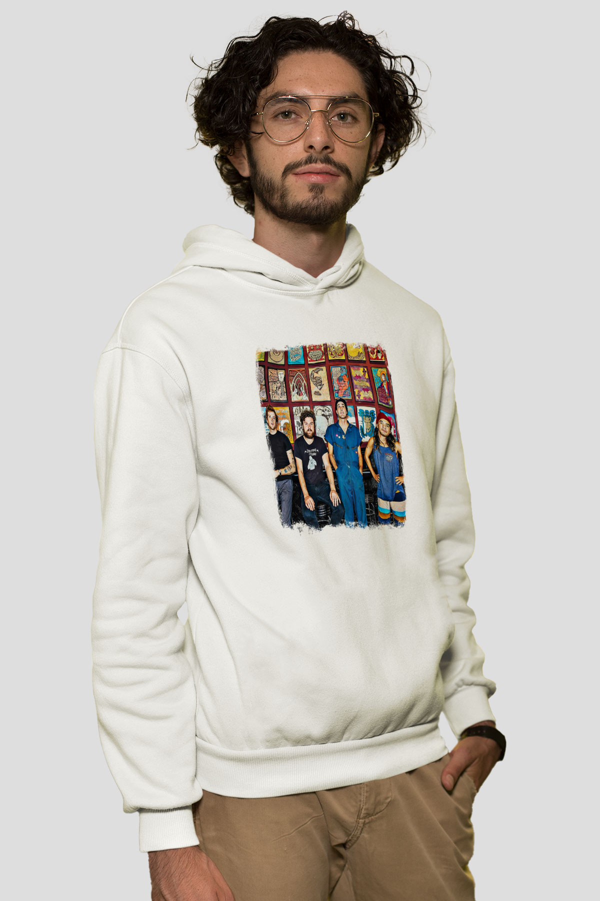 Fidlar Baskılı Unisex Beyaz Hoodie