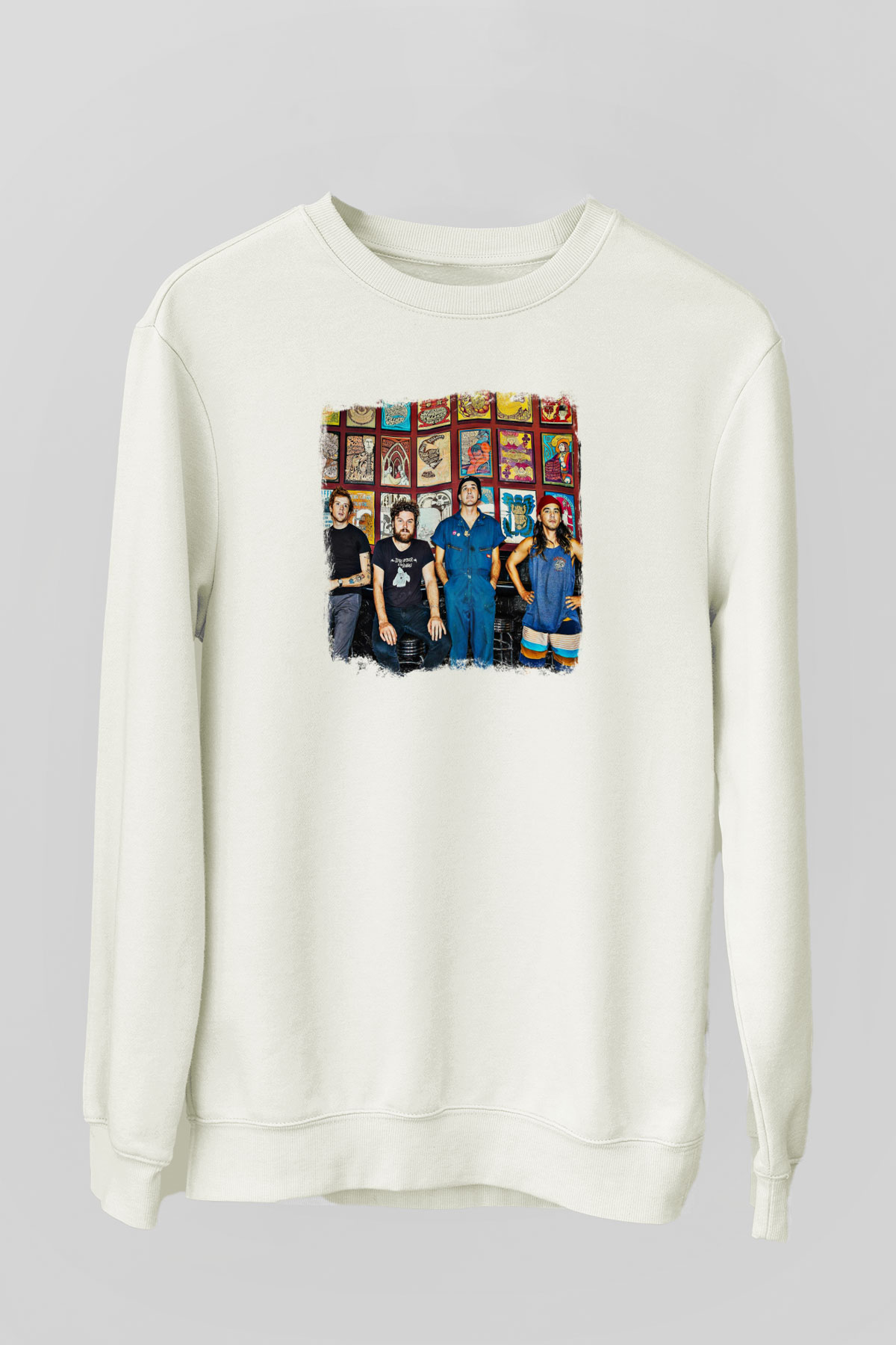 Fidlar Baskılı Unisex Beyaz Sweatshirt