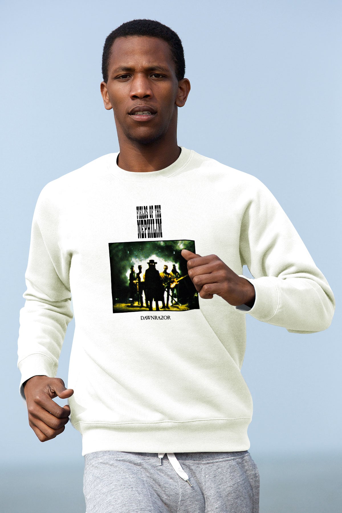 Fields of the Nephilim Baskılı Unisex Beyaz Sweatshirt