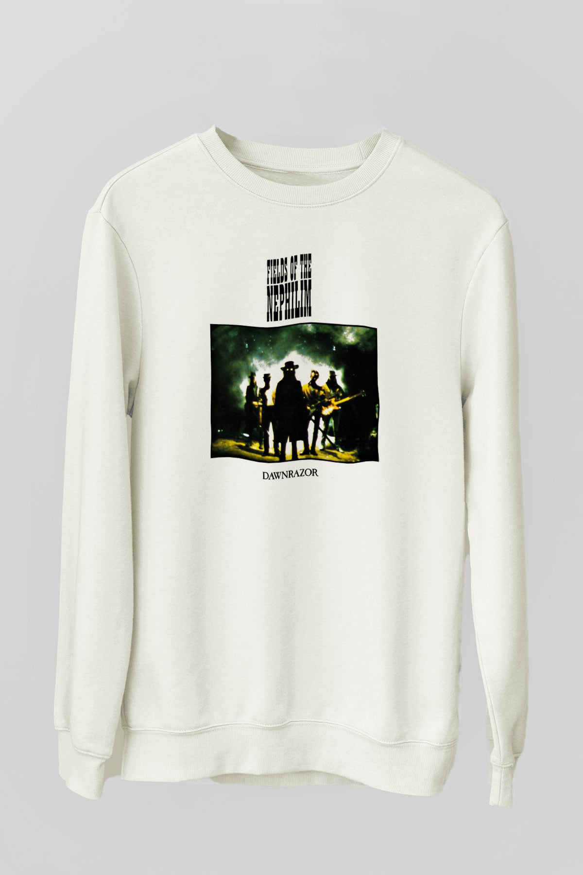 Fields of the Nephilim Baskılı Unisex Beyaz Sweatshirt