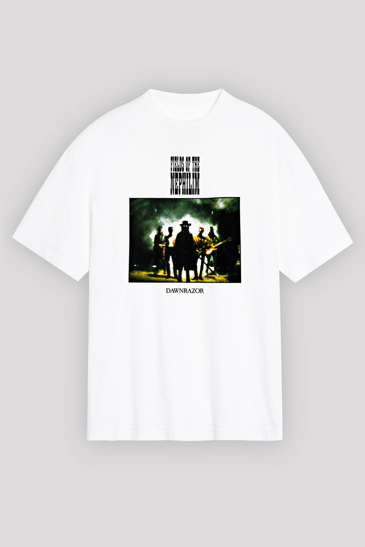 Fields of the Nephilim Baskılı Unisex Beyaz Oversize Tişört