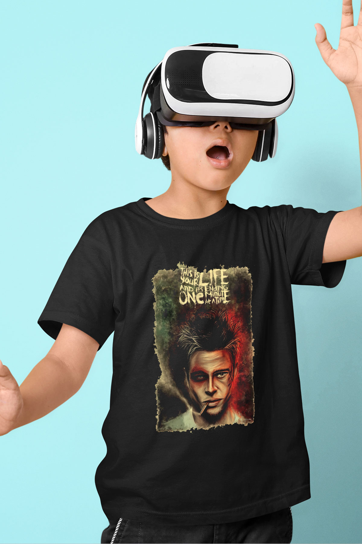 Fight Club Dövüş Klubü Baskılı Siyah Unisex Çocuk Tişört