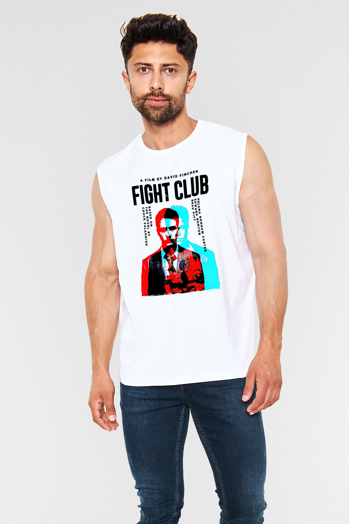 Fight Club Dövüş Klubü Beyaz Unisex  Kolsuz Tişört
