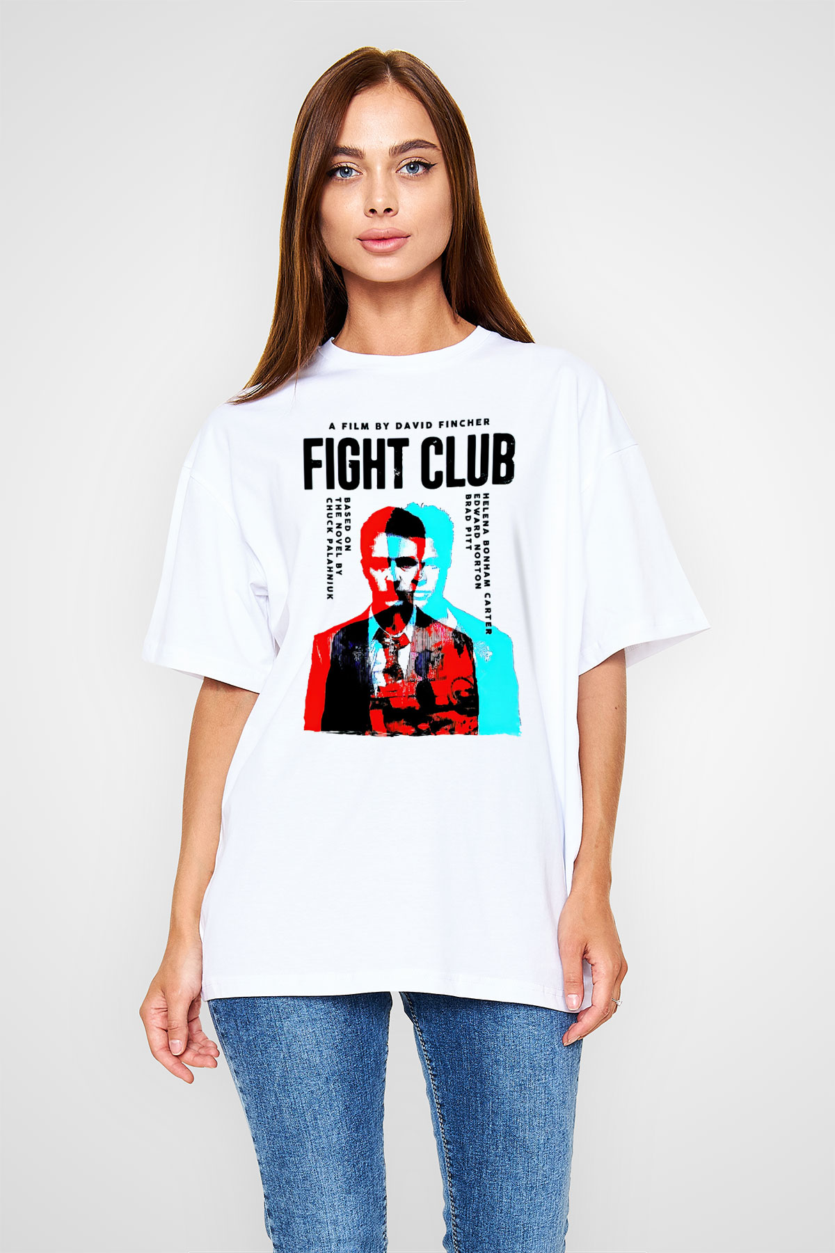 Fight Club Dövüş Klubü Beyaz Oversize Tişört