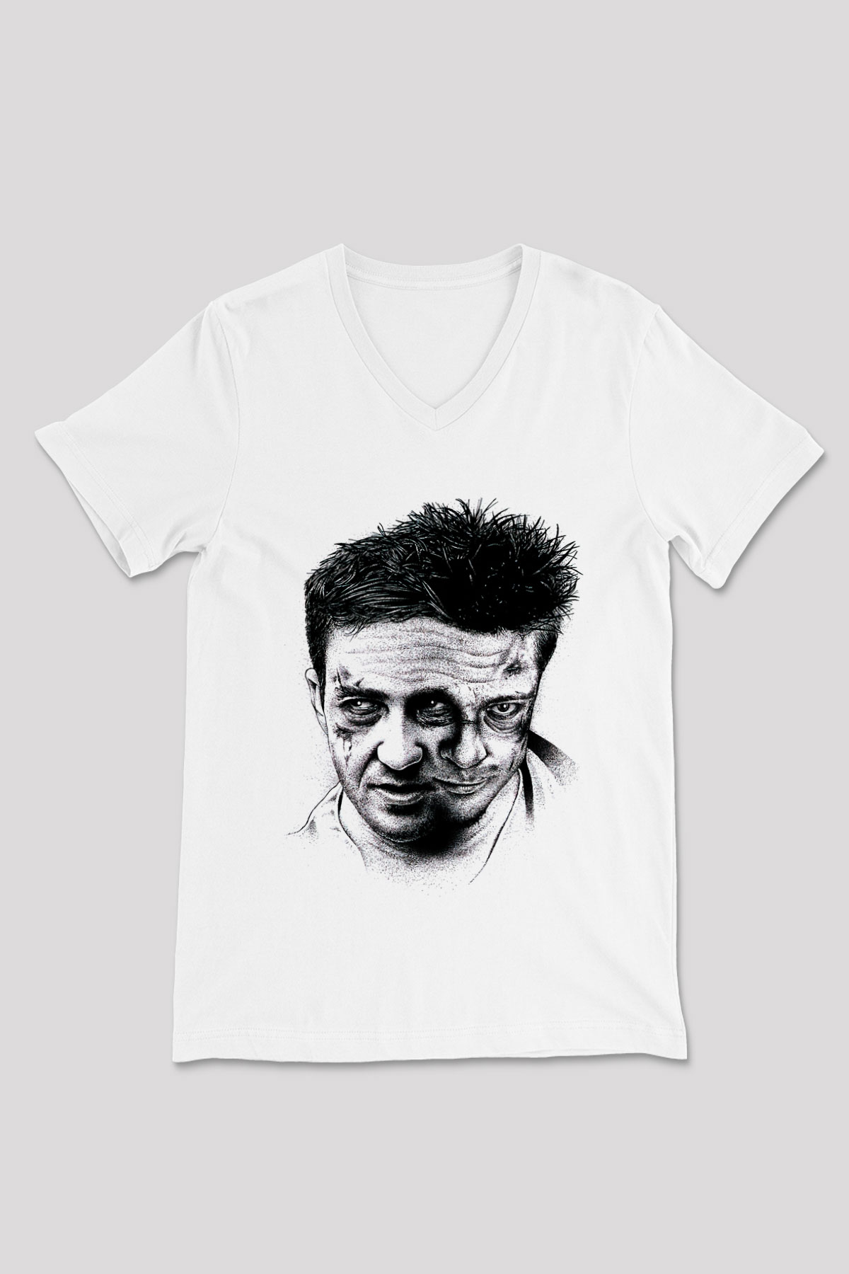 Fight Club Dövüş Klubü Beyaz Unisex V Yaka Tişört