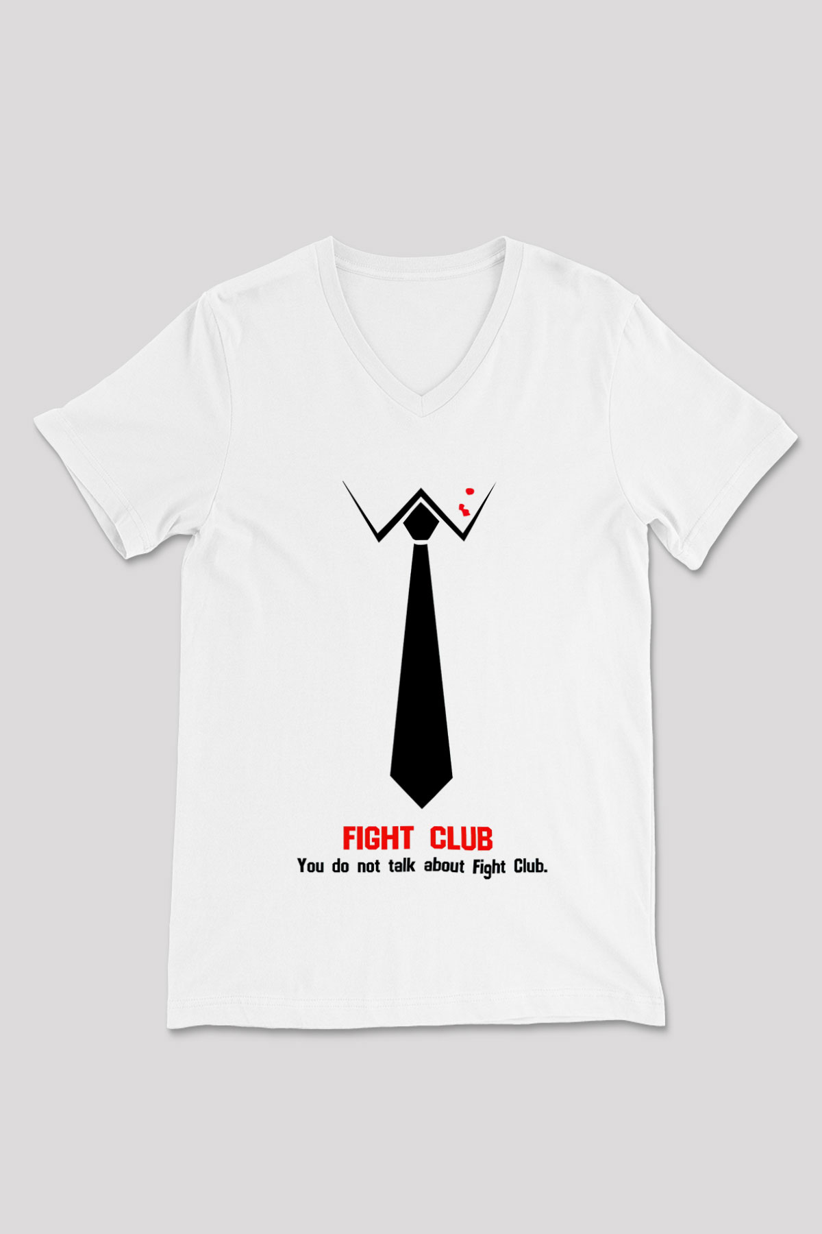 Fight Club Dövüş Klubü Beyaz Unisex V Yaka Tişört