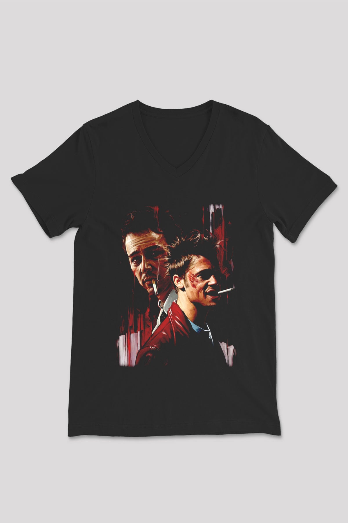 Fight Club Dövüş Klubü Siyah Unisex  V Yaka Tişört