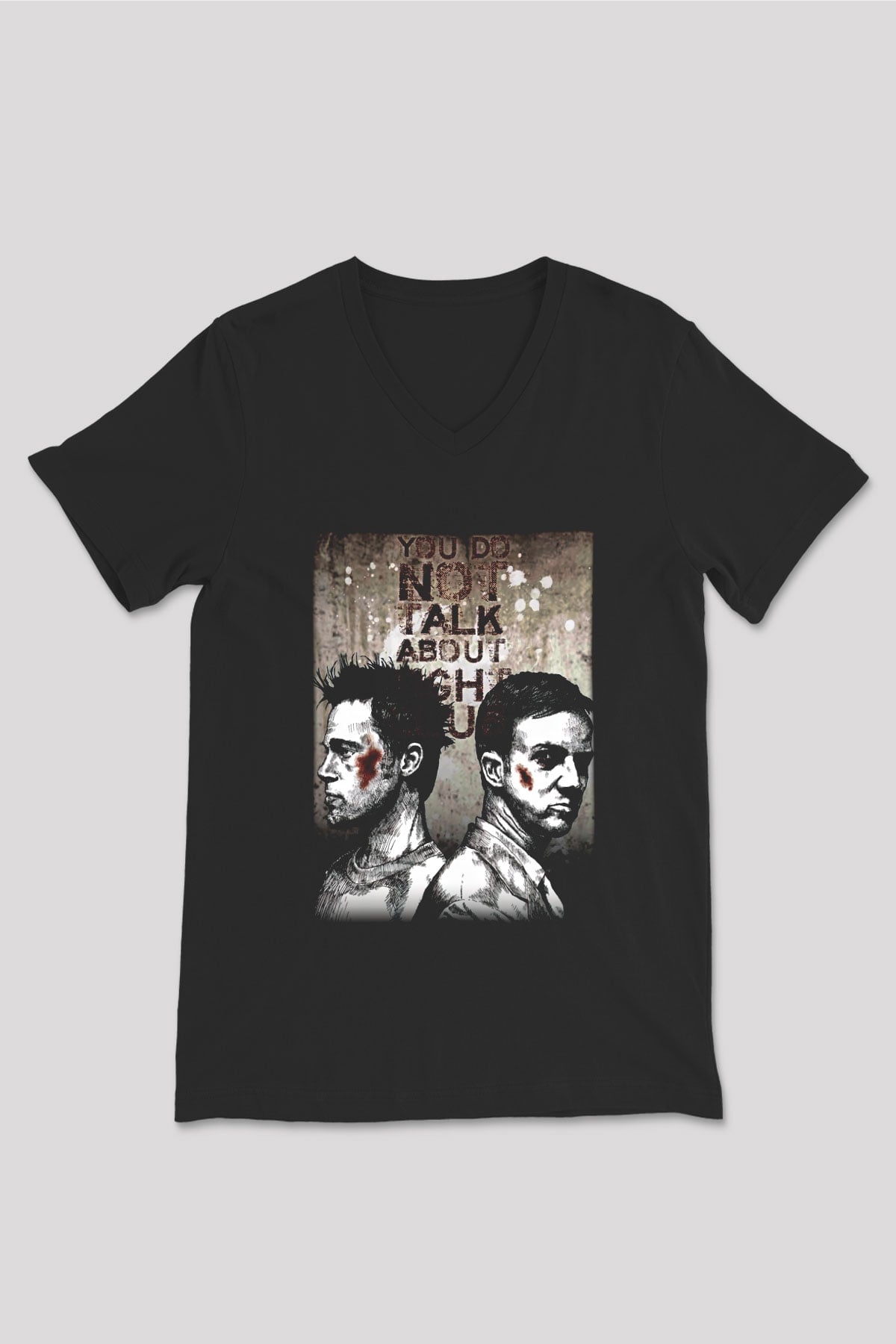 Fight Club Dövüş Klubü Siyah Unisex V Yaka Tişört