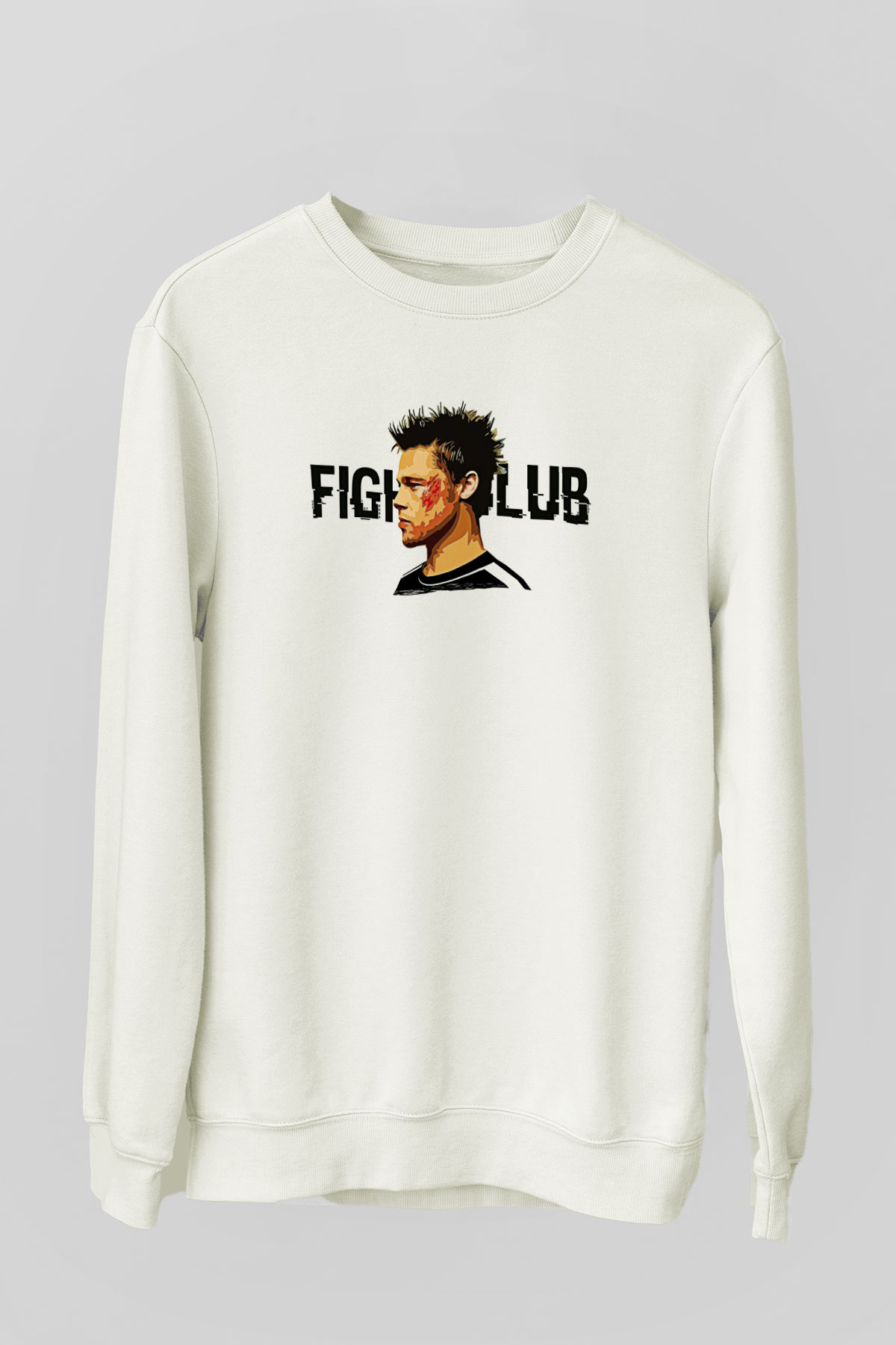 Fight Club (Tyler Durden) Baskılı Beyaz Unisex Sweatshirt