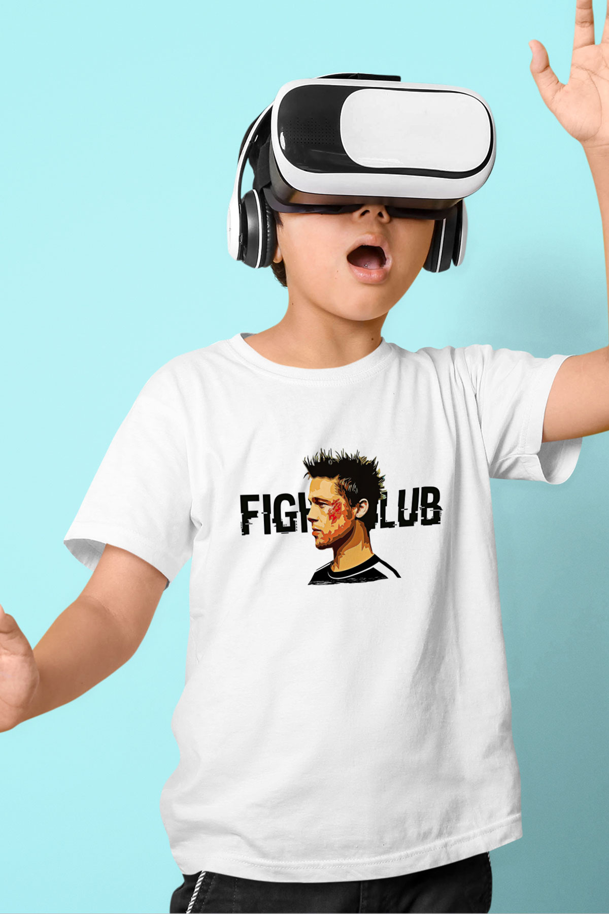Fight Club (Tyler Durden) Baskılı Beyaz Unisex Beyaz Çocuk Tişört - Tshirt