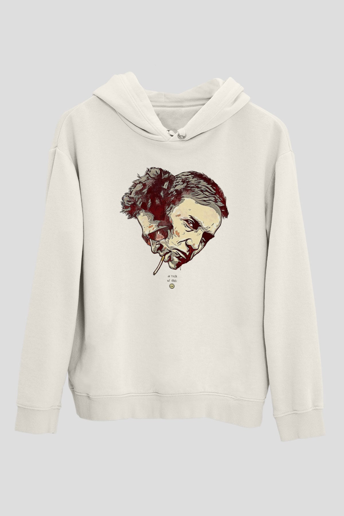 Fight Club (Tyler Durden) Baskılı Beyaz Unisex Hoodie