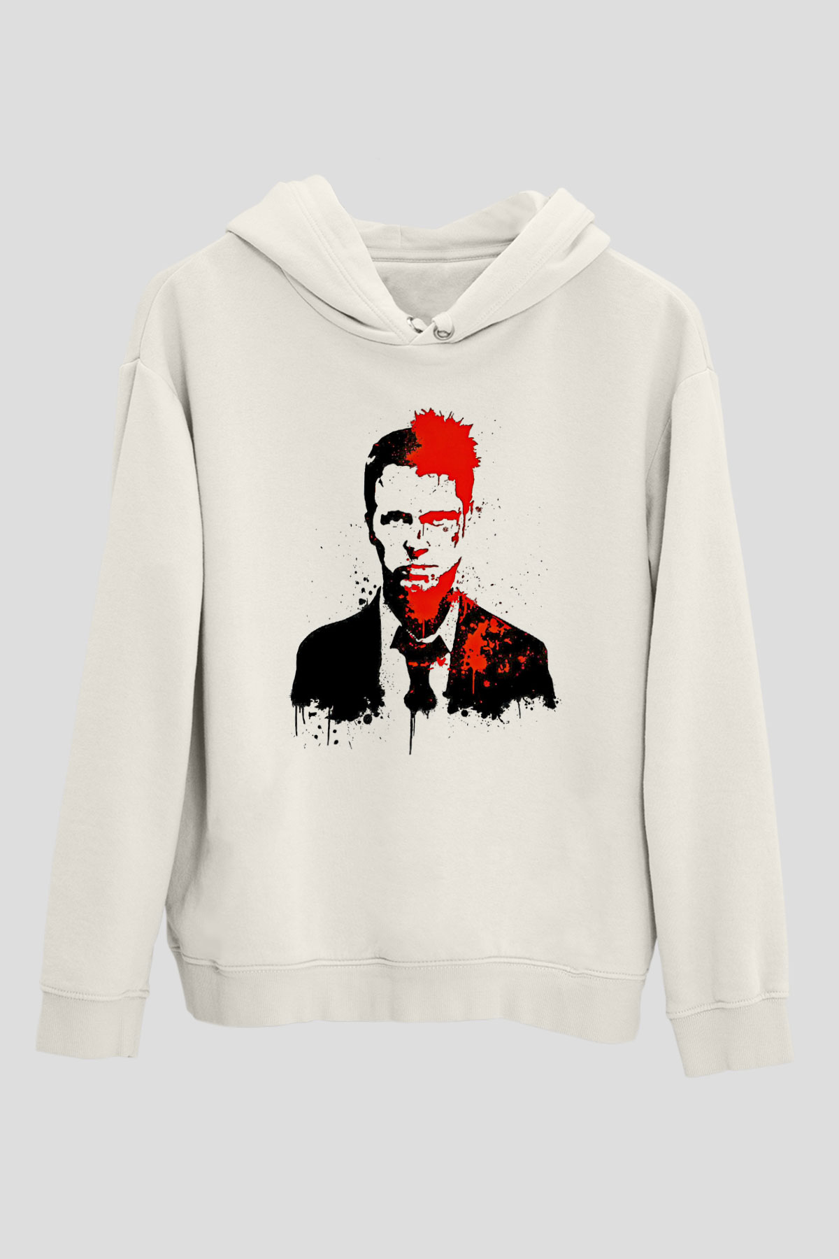 Fight Club (Tyler Durden) Baskılı Beyaz Unisex Hoodie