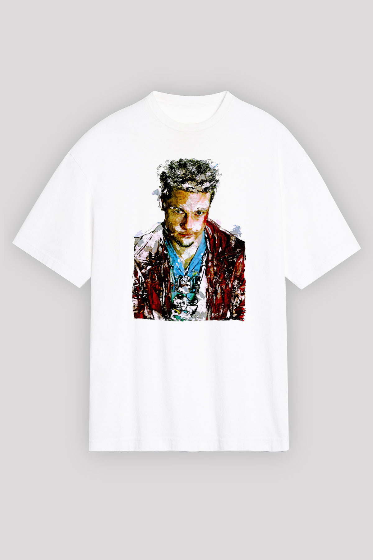 Fight Club (Tyler Durden) Baskılı Beyaz Unisex Oversize Tişört - Tshirt