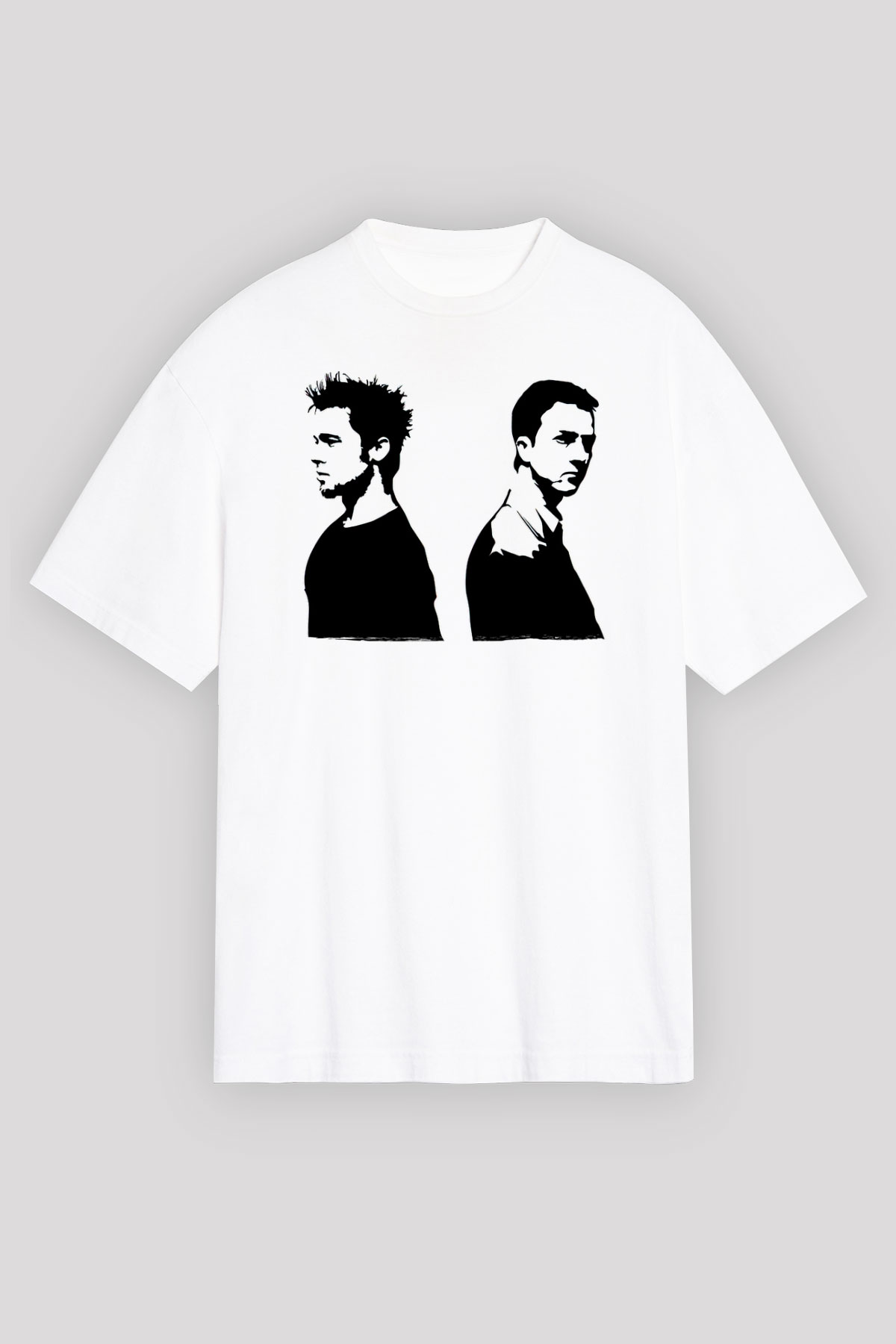 Fight Club (Tyler Durden) Baskılı Beyaz Unisex Oversize Tişört - Tshirt