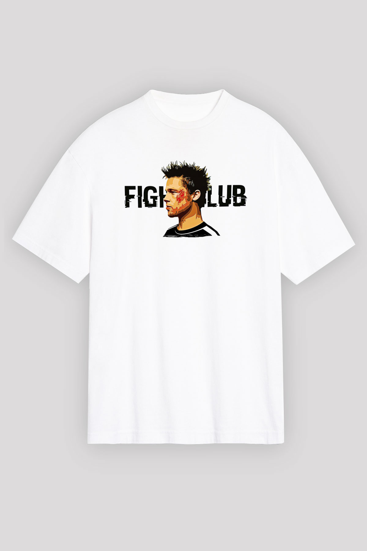 Fight Club (Tyler Durden) Baskılı Beyaz Unisex Oversize Tişört - Tshirt