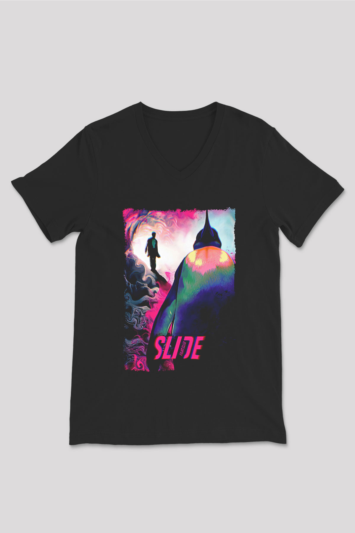 Fight Club (Tyler Durden) Baskılı Unisex Siyah V Yaka Tişört - Tshirt